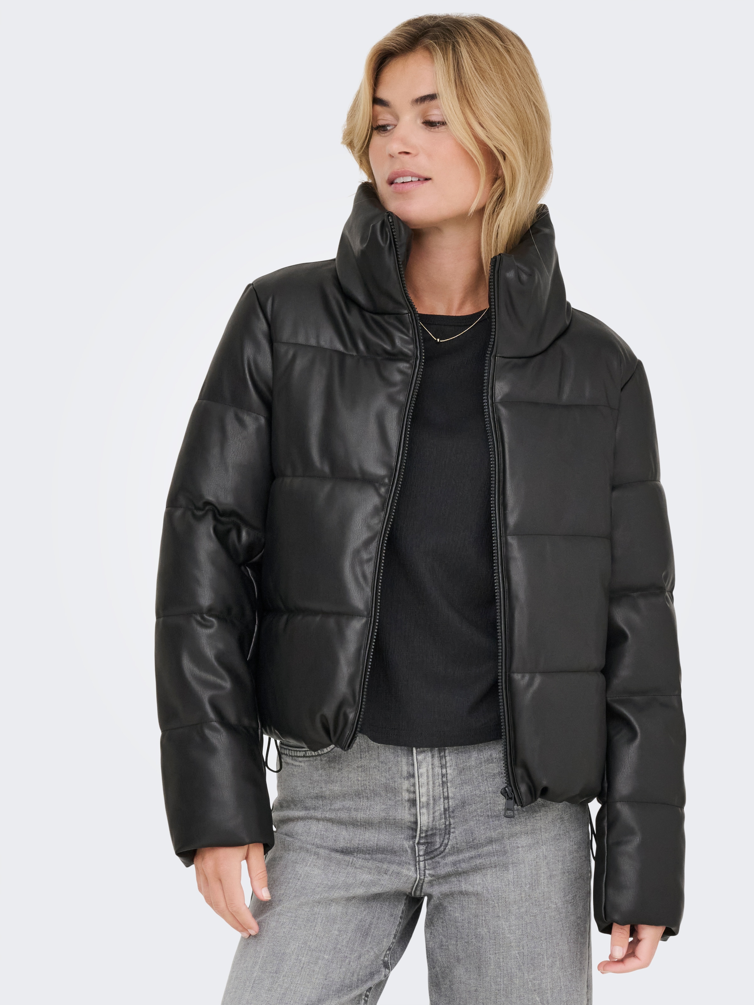 ONLY Steppjacke »ONLELSIE FAUX LEATHER PUFFER JKT CC OTW«, ohne Kapuze