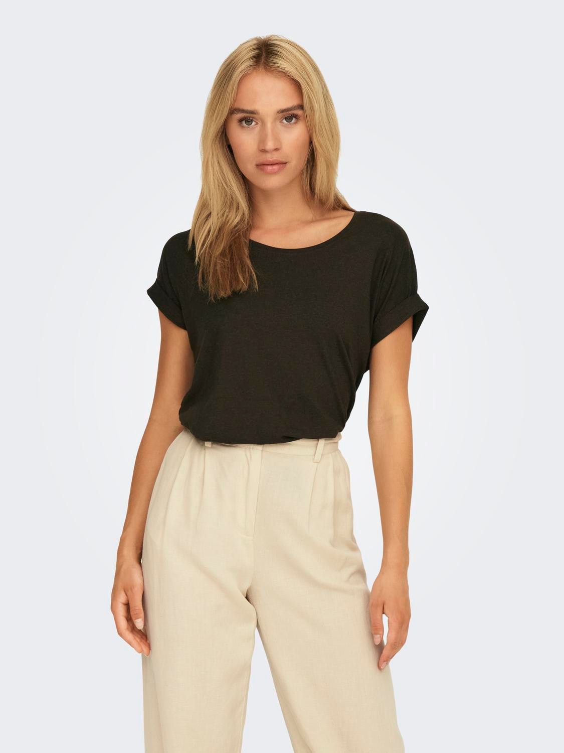 ONLY T-Shirt "ONLMOSTER S/S O-NECK TOP NOOS JRS", mit Aufschlag am Arm günstig online kaufen
