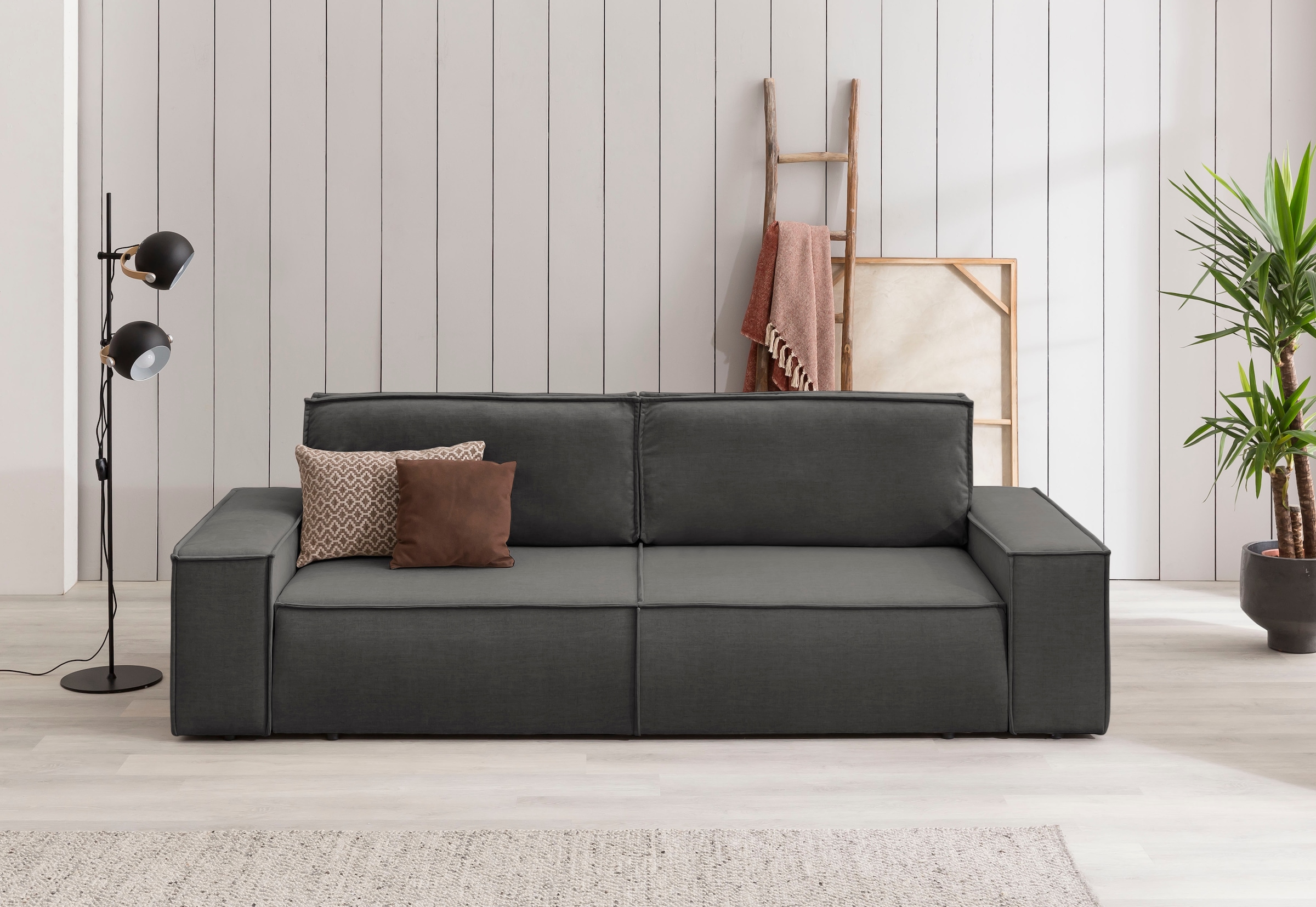 Home affaire 3-Sitzer "SHERWOOD Schlafsofa (257cm) Cord, Samtvelours, Vinta günstig online kaufen