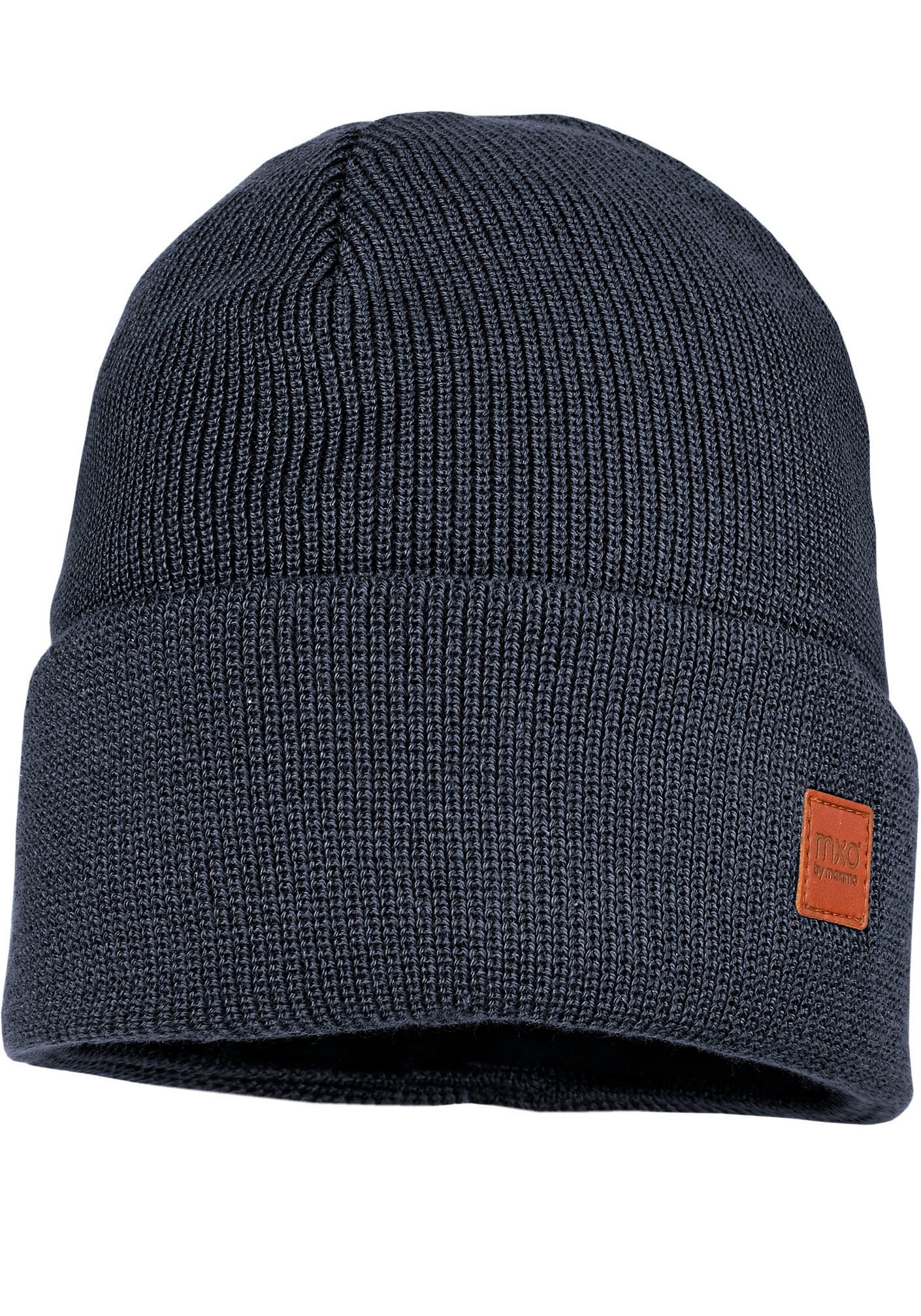 MAXIMO Jungen Beanie, blau, Gr. 51, unifarben, Strick, Baumwolle, Mützen, Strick, breiter Umschlag, gefüttert, wärmend, weich, unifarben