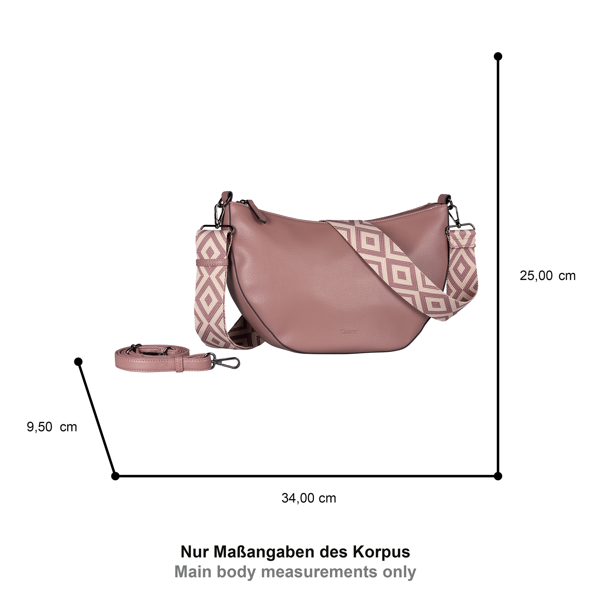 Gabor Umhängetasche »Linda«, weiches Kunstleder mit elegantem Schultergurt aus edlem Gewebeband