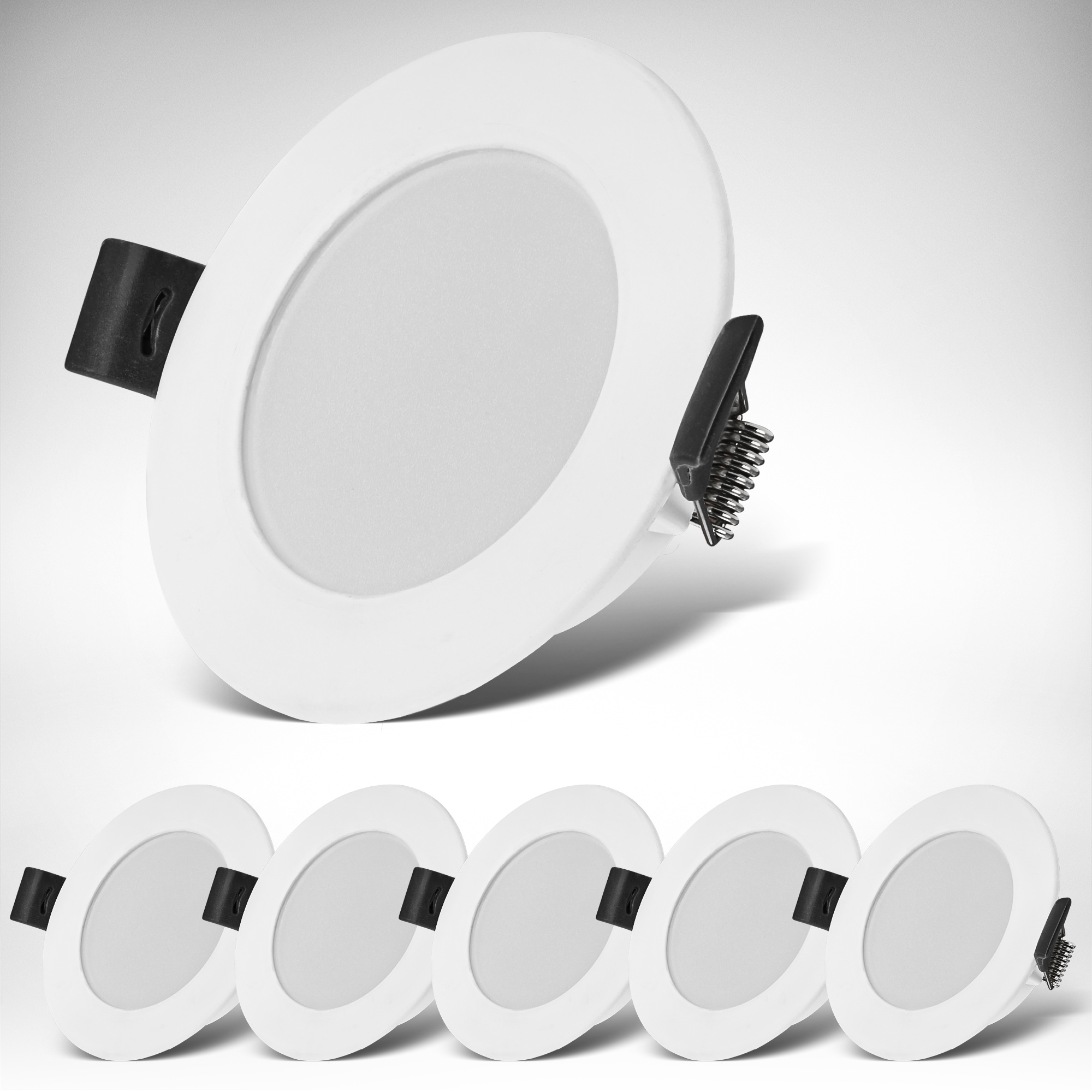 B.K.Licht LED Einbauleuchten-Set, 6er Set, Schutzart IP44 spritzwassergeschützt, Ø 8,5 cm