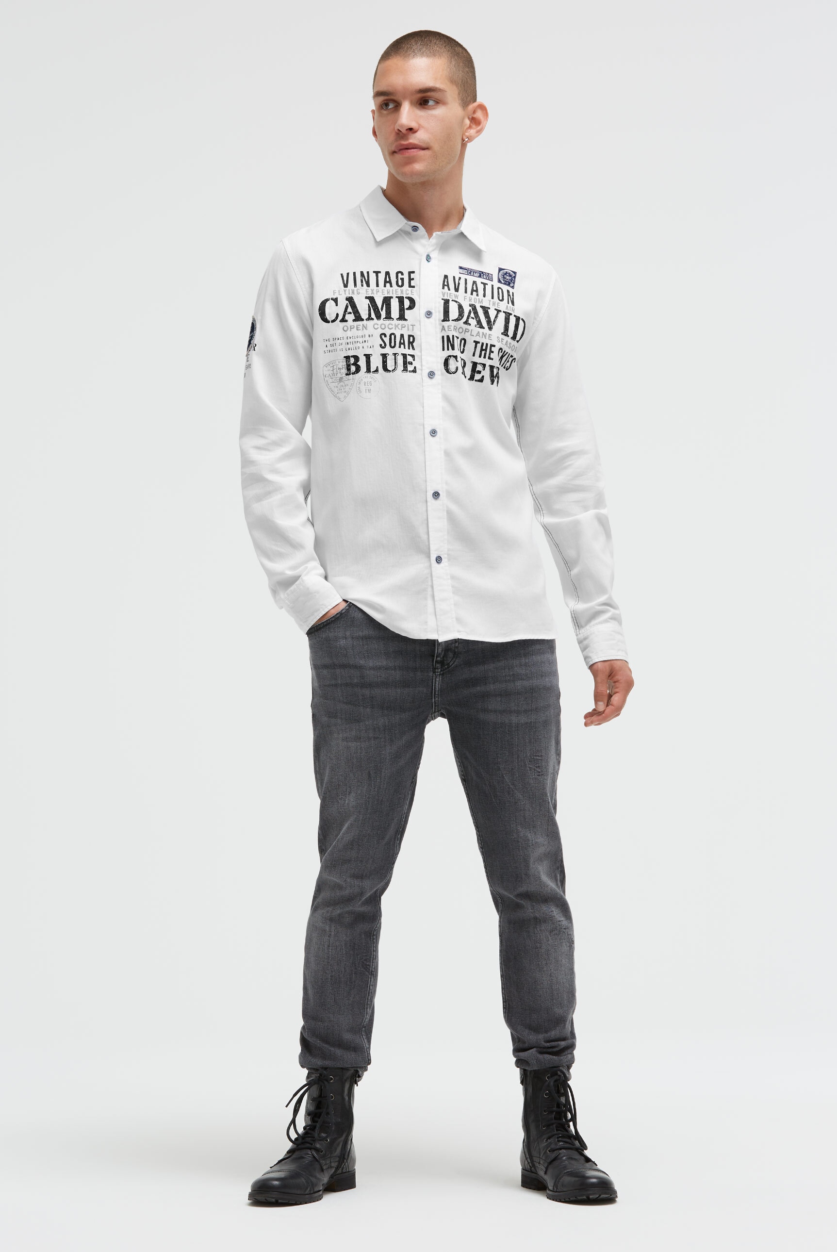 CAMP DAVID Langarmhemd aus Baumwolle