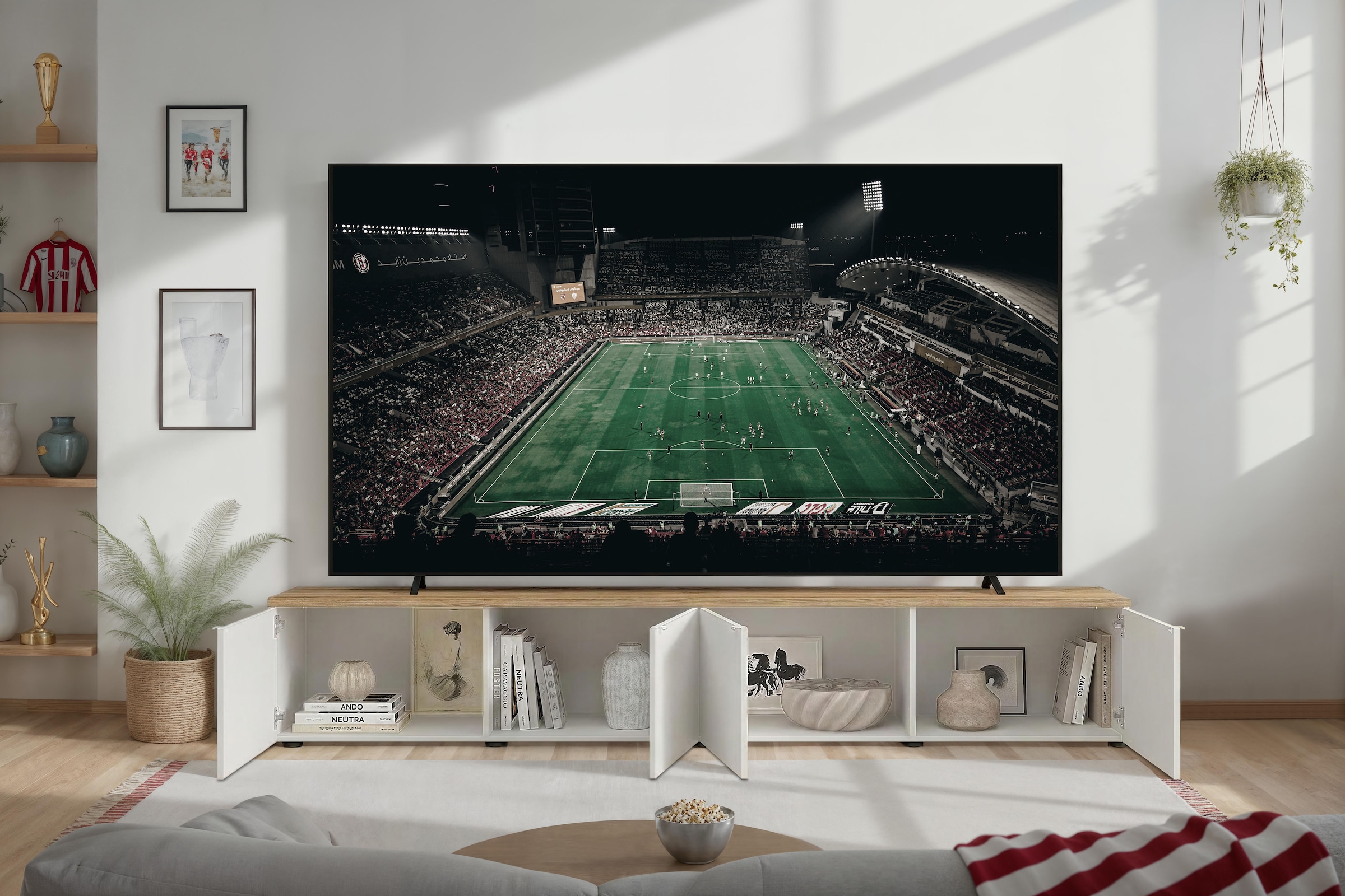 Home affaire Lowboard »Easy, 245 cm breit, 47 cm tief, 4 Türen, Top 22 mm stark, Mediaboard« Modernes Lowboard für bis zu 98-Zoll-TV – perfekt für die WM