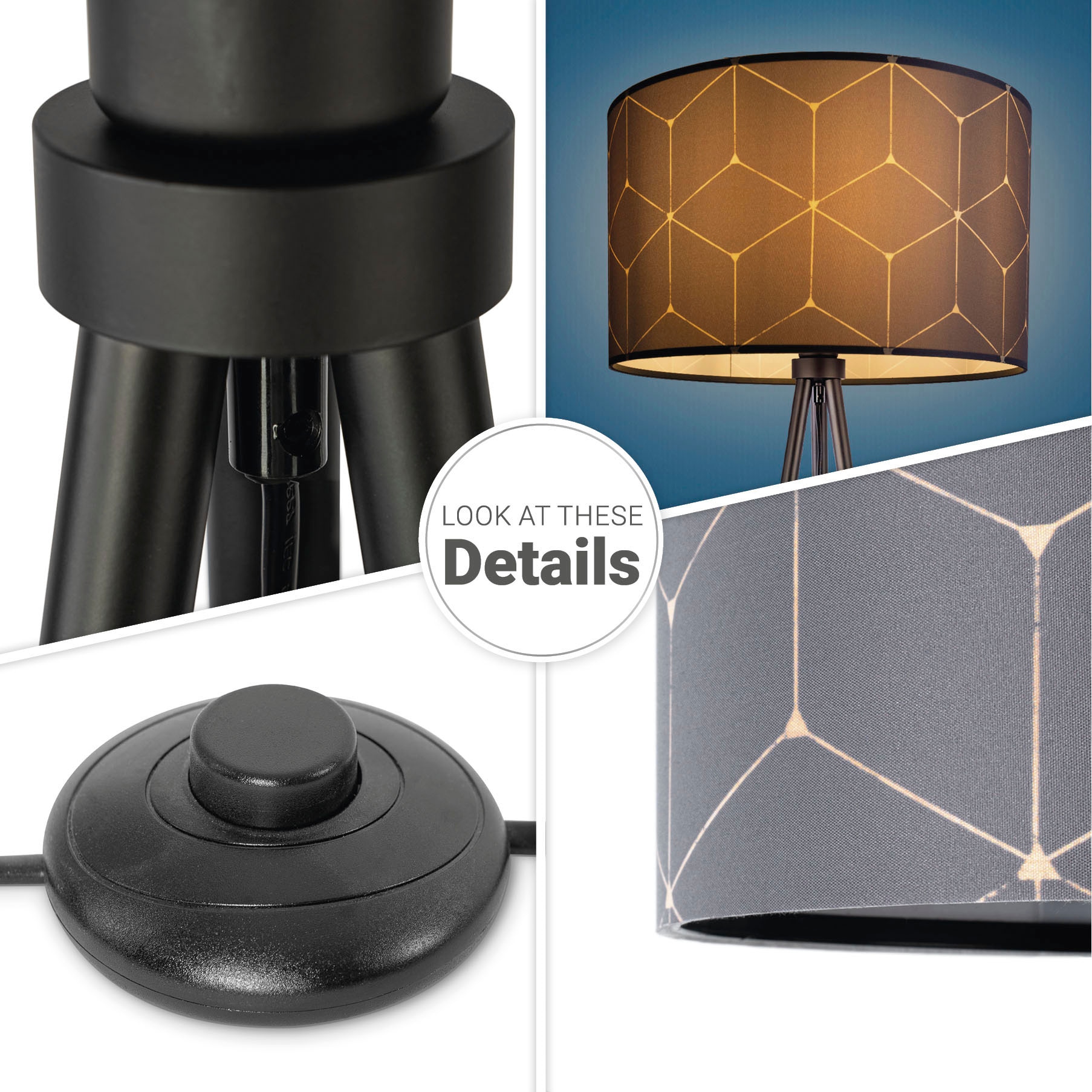 Paco Home Stehlampe »Trina BAUR Stoff Lampenschirm Modern | Rund E27 Wohnzimmer Leselampe Stehlampe Cube«