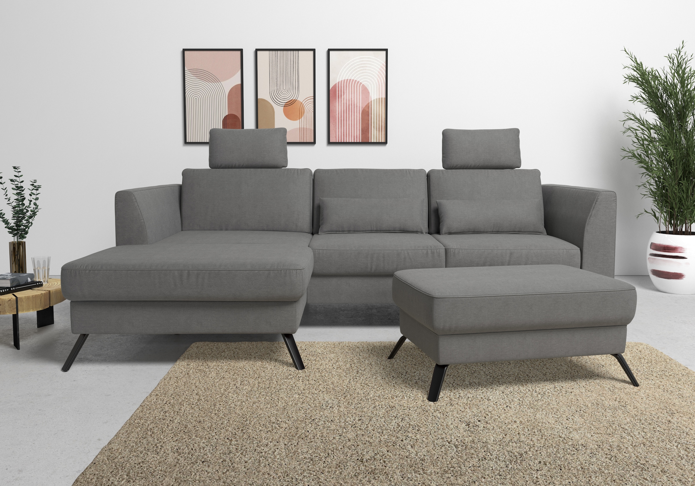 sit&more Ecksofa "Olsen L-Form" inklusive Sitztiefenverstellung, optional Schlaffunktion, 15cm hoch