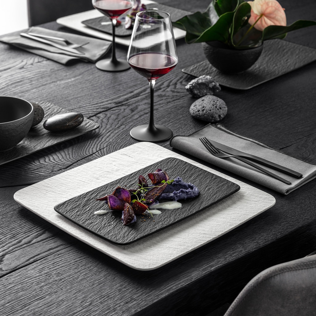 Villeroy & Boch Servierplatte »Multifunktionsteller quadratisch Manufacture Rock 28 x 17 cm schwarz«