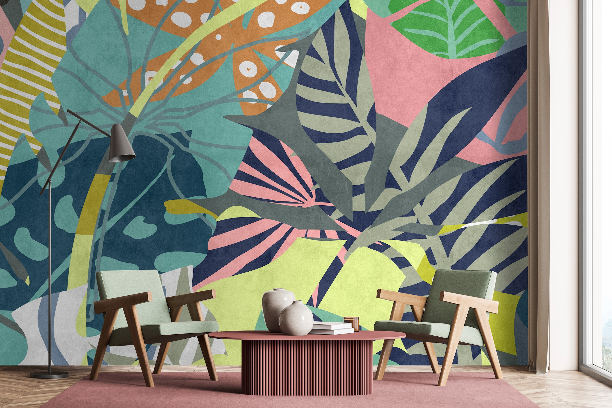 living walls Vliestapete "Tropen-Tapete bunt Modern Dschungel-Tapete" matt glatt
