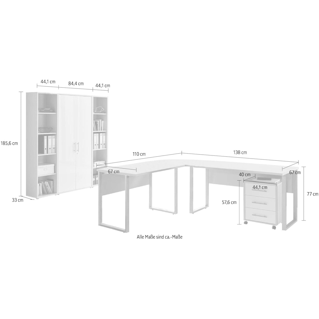 BMG Möbel Büro-Set »Tabor Office 3«, (Set, 6 tlg.)