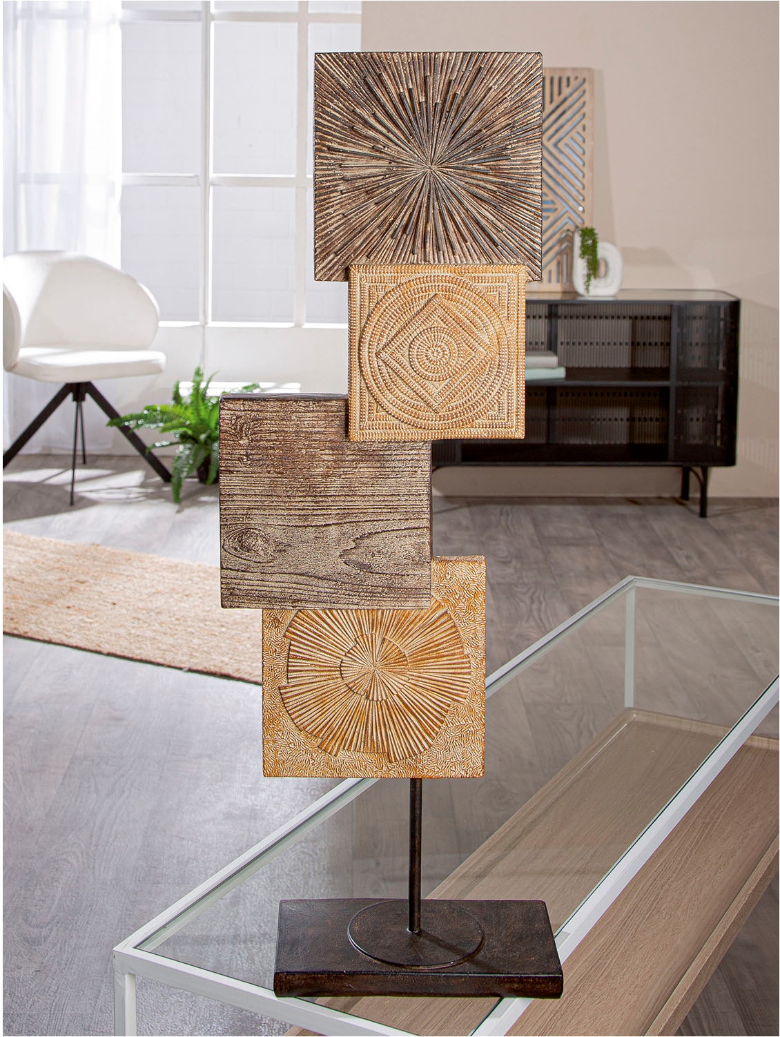 Casablanca by Gilde Dekoobjekt "Skulptur quadratisch Esculpida naturfarben günstig online kaufen