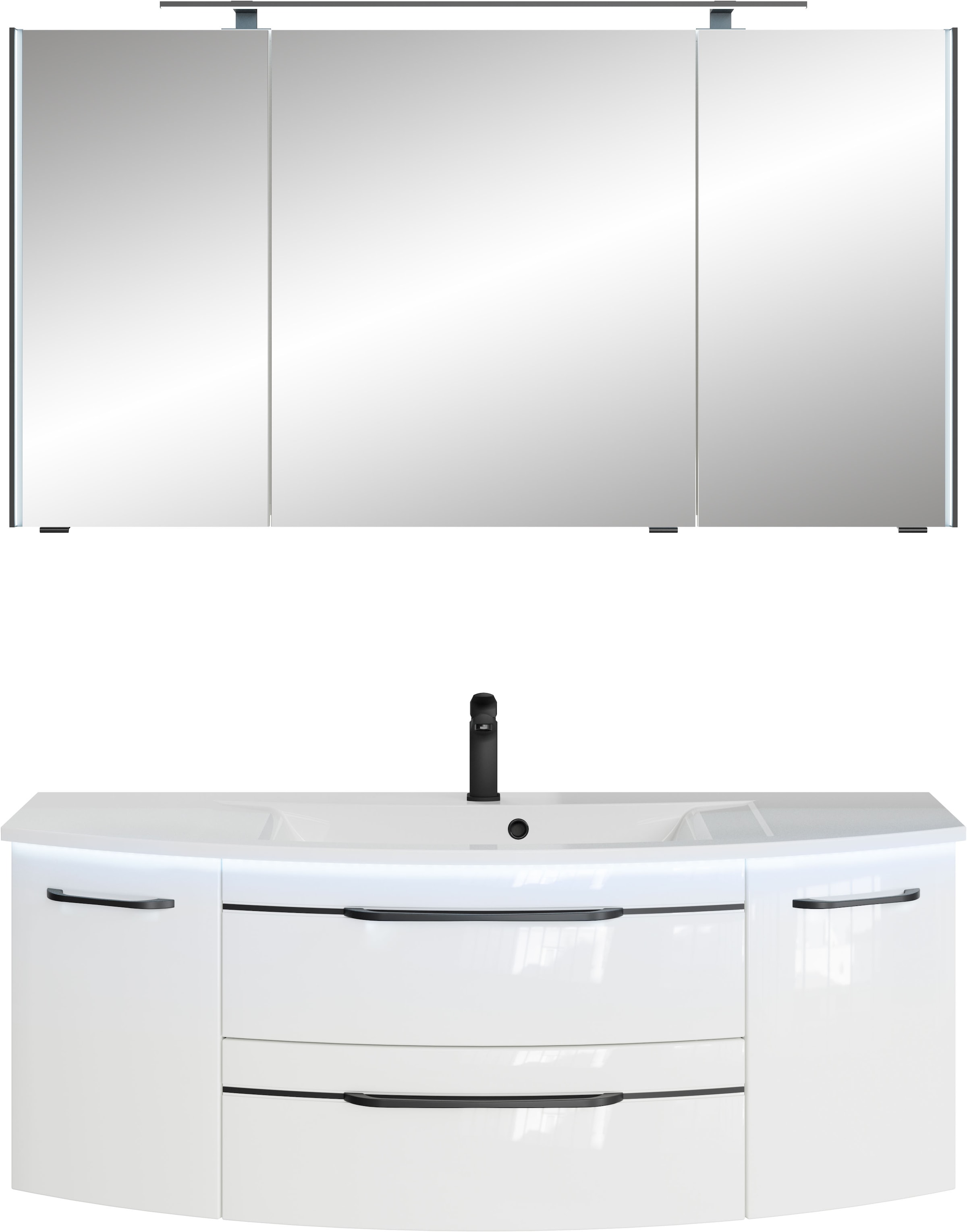 Saphir "Serie 7045 2-teilig Mineralmarmor-Waschtisch mit LED-Spiegelschrank" Set, 2 Stk. tlg.