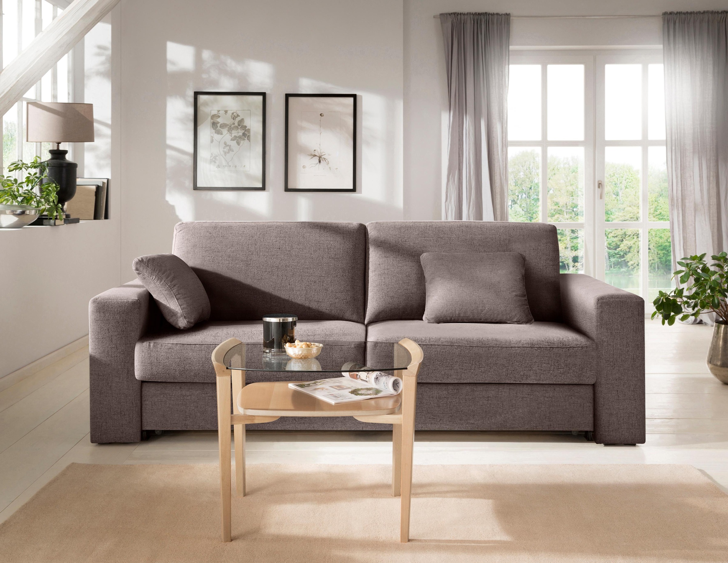 Home affaire Schlafsofa »Roma Matratzenhöhe 14 cm«, Dauerschlaffunktion, mit Unterfederung, Lattenrost, Matratze