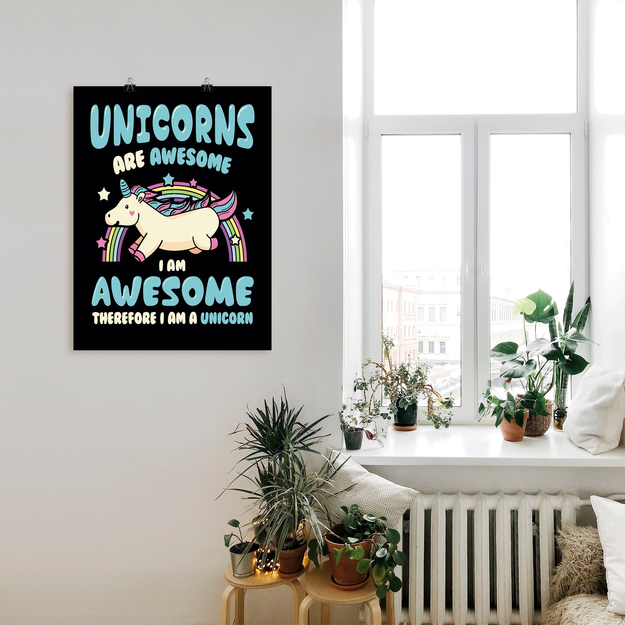 Artland Wandbild »Einhorn Spruch«, Humor, (1 St.), als Poster, Wandaufkleber in verschied. Größen