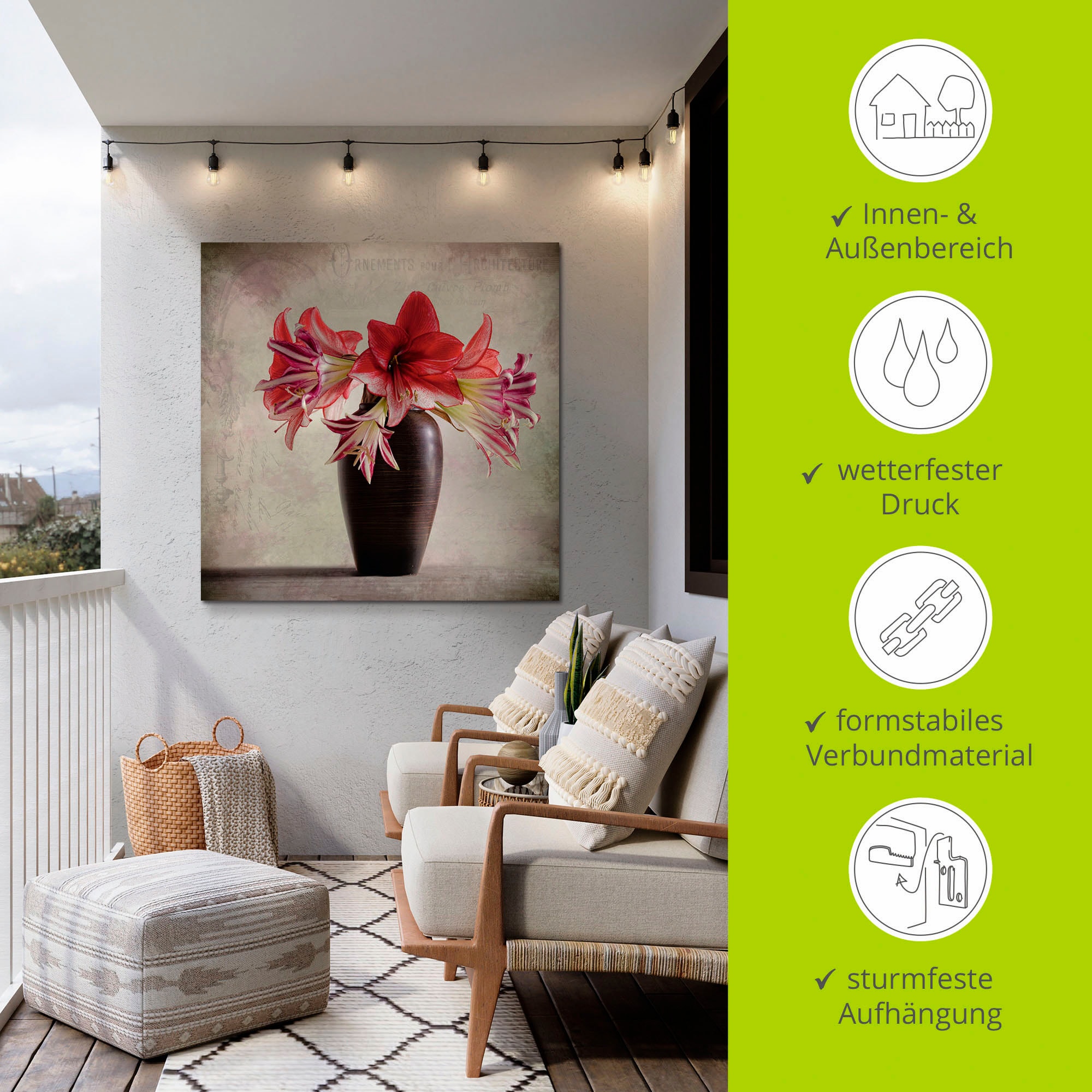 Artland Wandbild »Amaryllis Vintage II«, Blumen, (1 St.), als Alubild, Outdoorbild, Leinwandbild in verschied. Größen