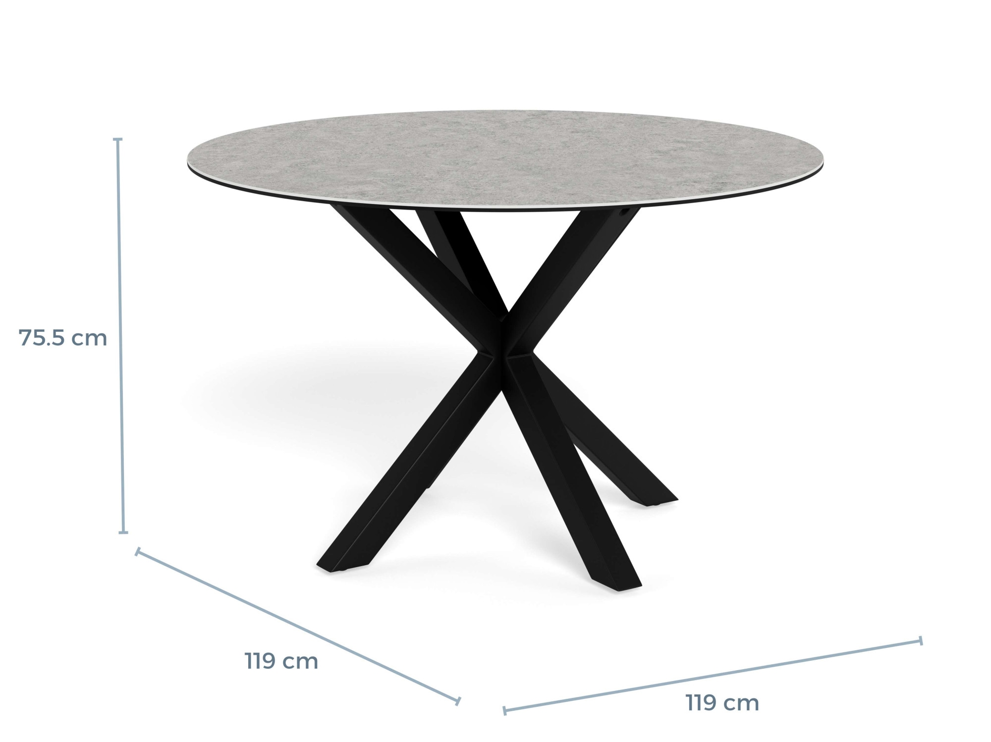 ACTONA GROUP Esstisch »Heaven, runde Tischplatte aus Keramik o. Glas & belastbar bis 100 kg« Esstisch, OTTOs Choice,  Tischplatte aus rauer Keramik, stahl gestell, Rund, 119x75,5