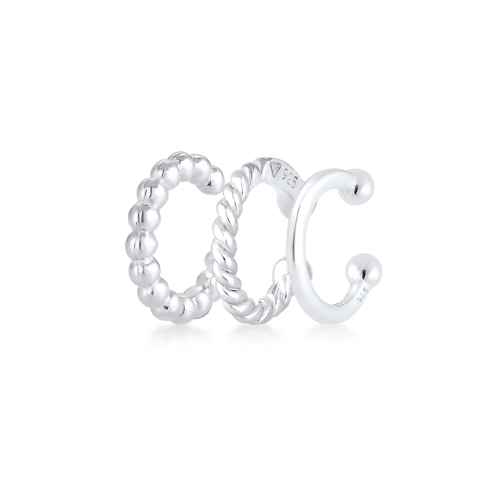 Elli Single-Ohrhaken »Ohrklemme Ear Cuff 3er Set Kugel 925 Silber«