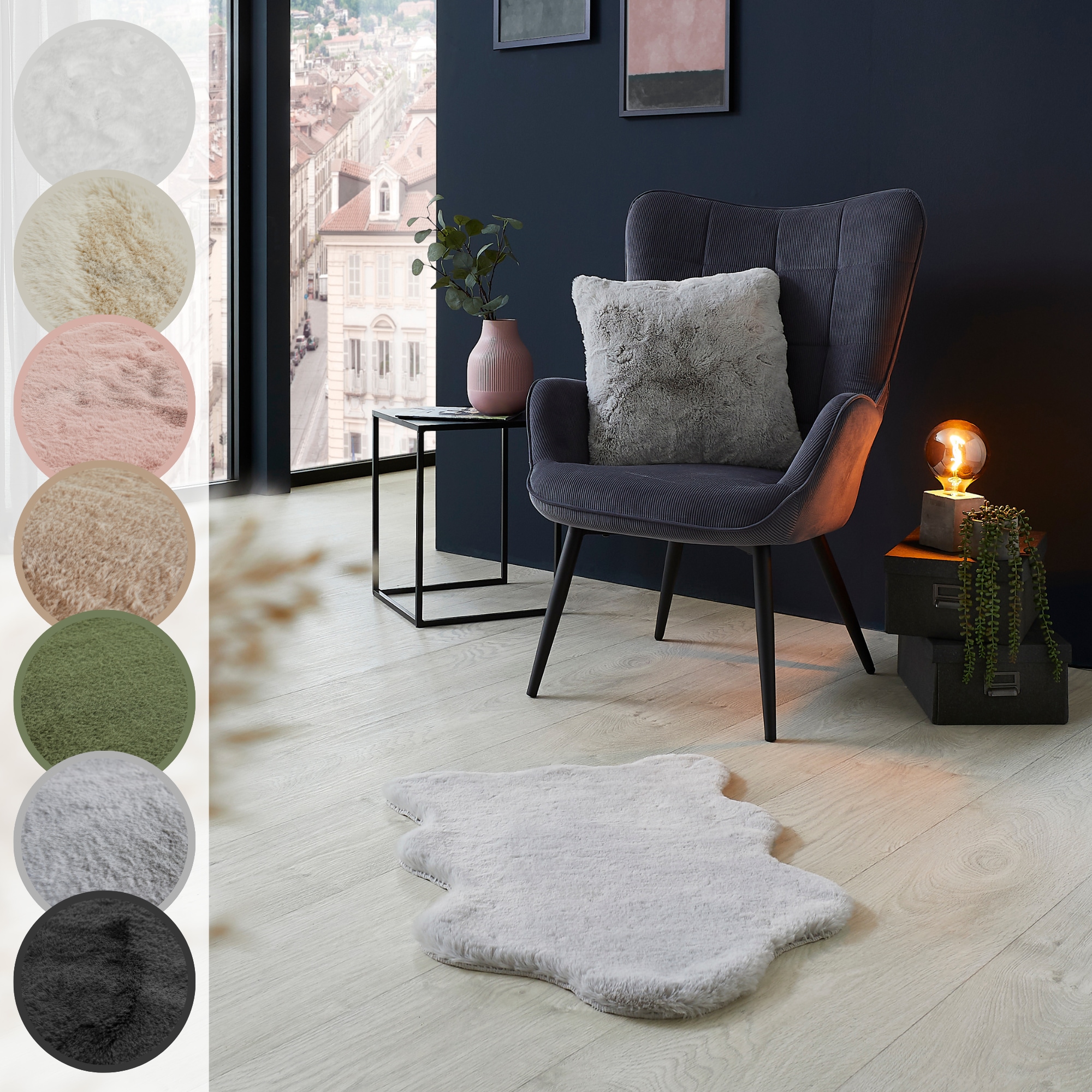 LUXOR living "Novara" fellförmig 30 mm Höhe Kunstfell, weiche Kaninchenfell-Haptik, waschbar, auch als 2er Set