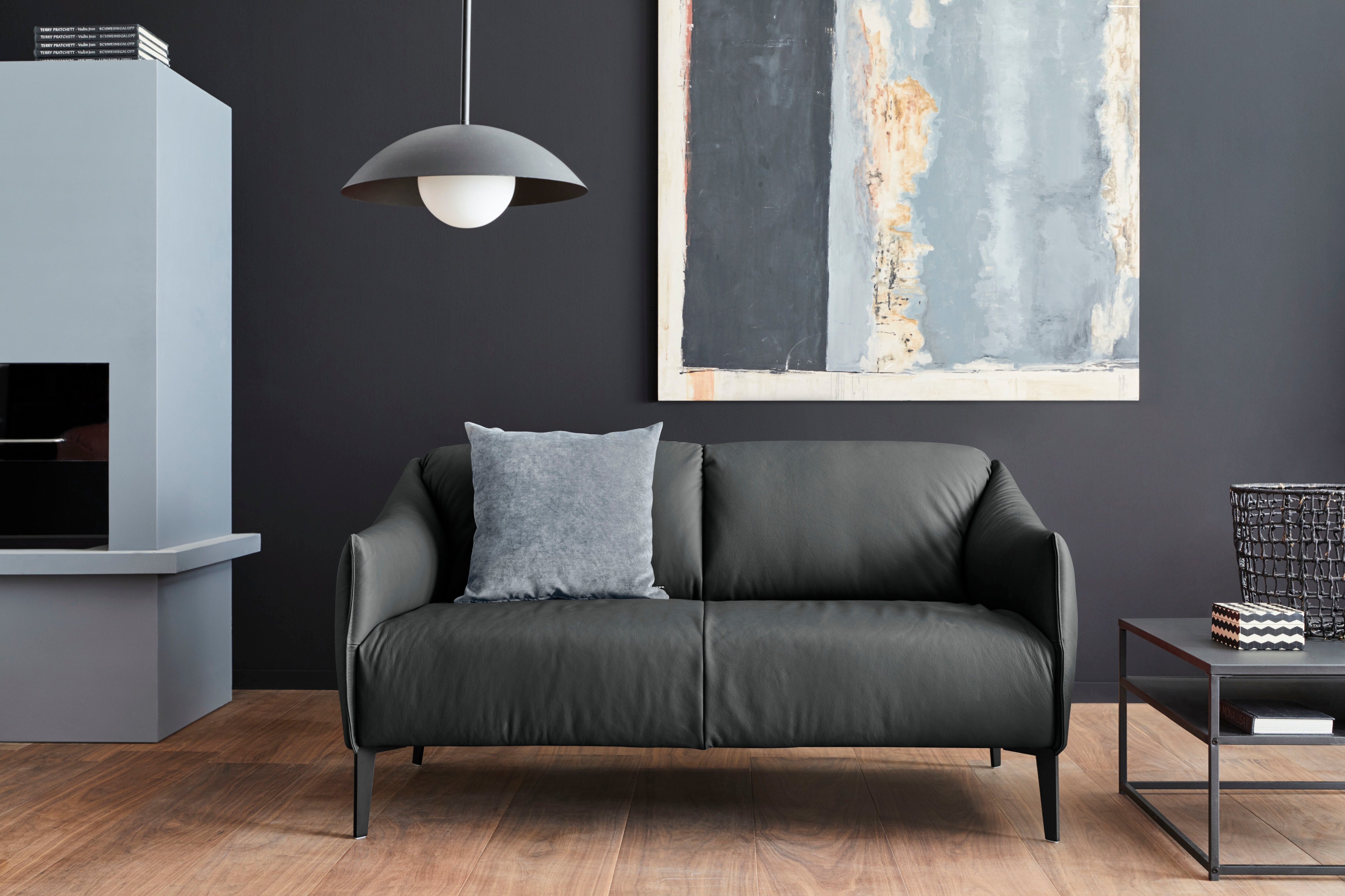 W.SCHILLIG 2-Sitzer "sally Designsofa, Loungesofa, bequem, schmale Armlehnen, Breite 154cm" mit Metall-Winkelfüßen in Schwarz pulverbeschichtet, Breite 154 cm