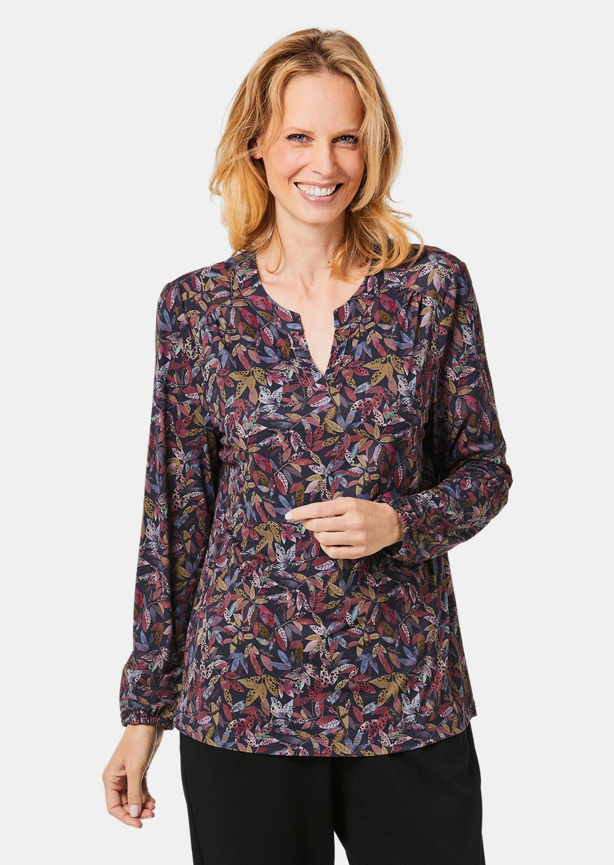 GOLDNER Kurzarmbluse »Jerseybluse Blusenshirt in femininer Form«
