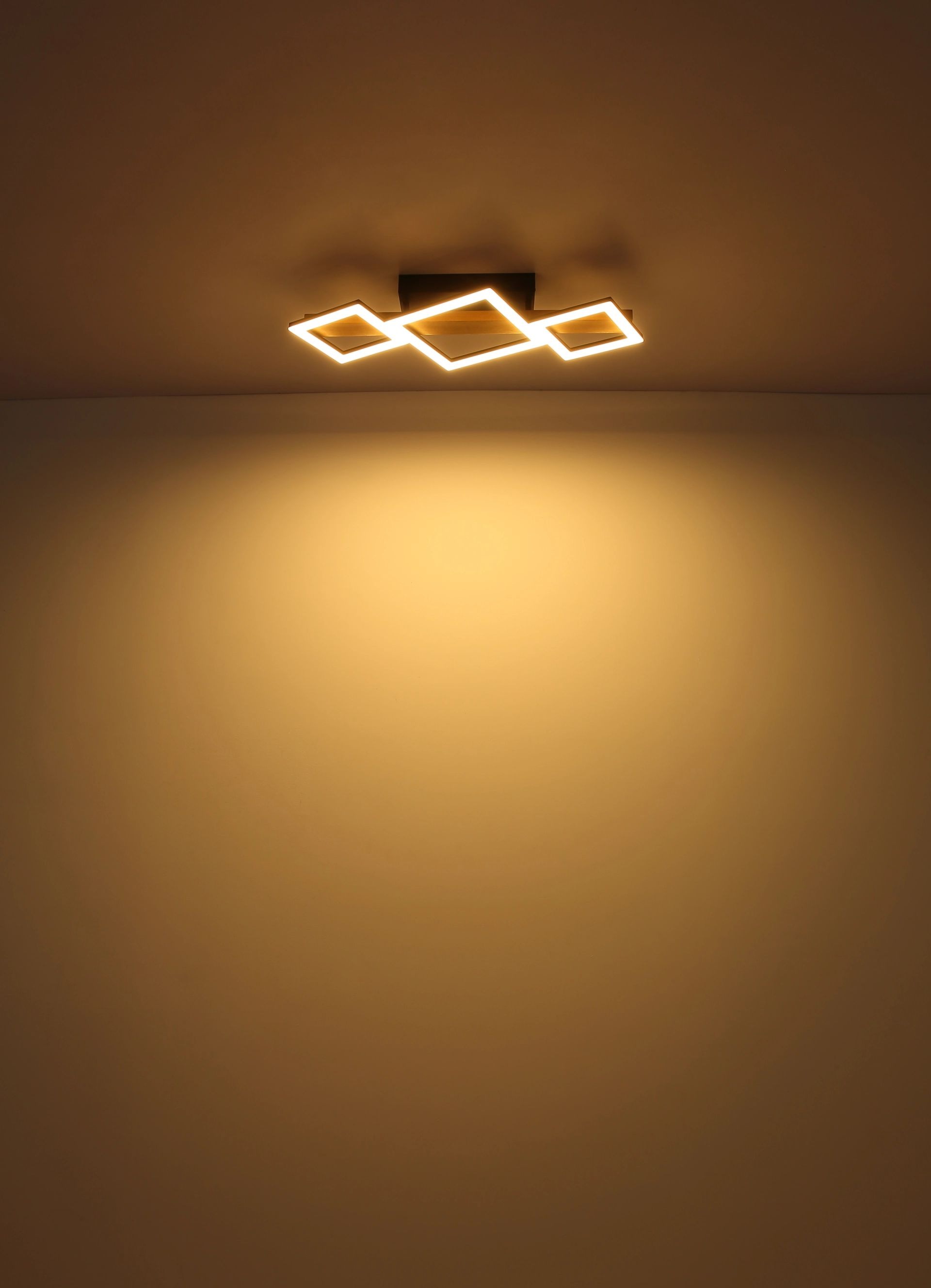 GLOBO LIGHTING LED Deckenleuchte »DUSTIN«, Leuchtmittel LED-Modul | LED fest integriert, Deckenlampe, Holz, unterschiedliche Quadrate, Wohnbereich