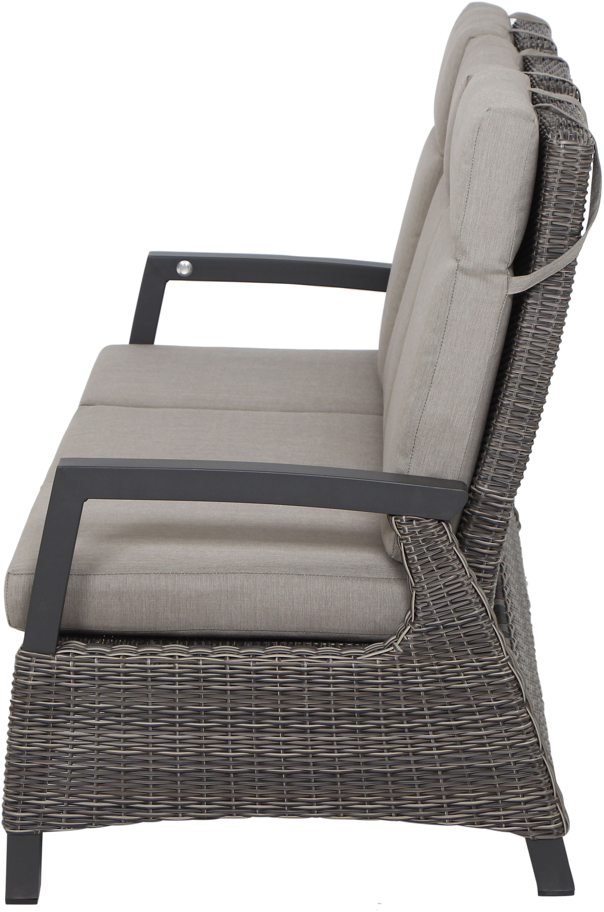 Siena Garden Gartenlounge-Bank »CORIDO Lounge 3er Sofa in charcoal grey« Gestell Alu matt anthrazit, mit Sitz- u. Rückenkissen taupe meliert