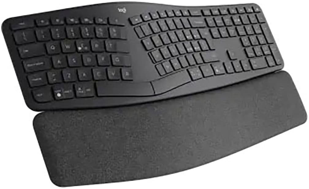 Logitech ergonomische Tastatur »ERGO K860«, (Angenehmes Tippen-Anpassbare Höhe-Fn-Tasten-Handgelenkauflage-Lautstärkeregler-Multimedia-Tasten-USB-Anschluss-Ziffernblock-ergonomische Form)