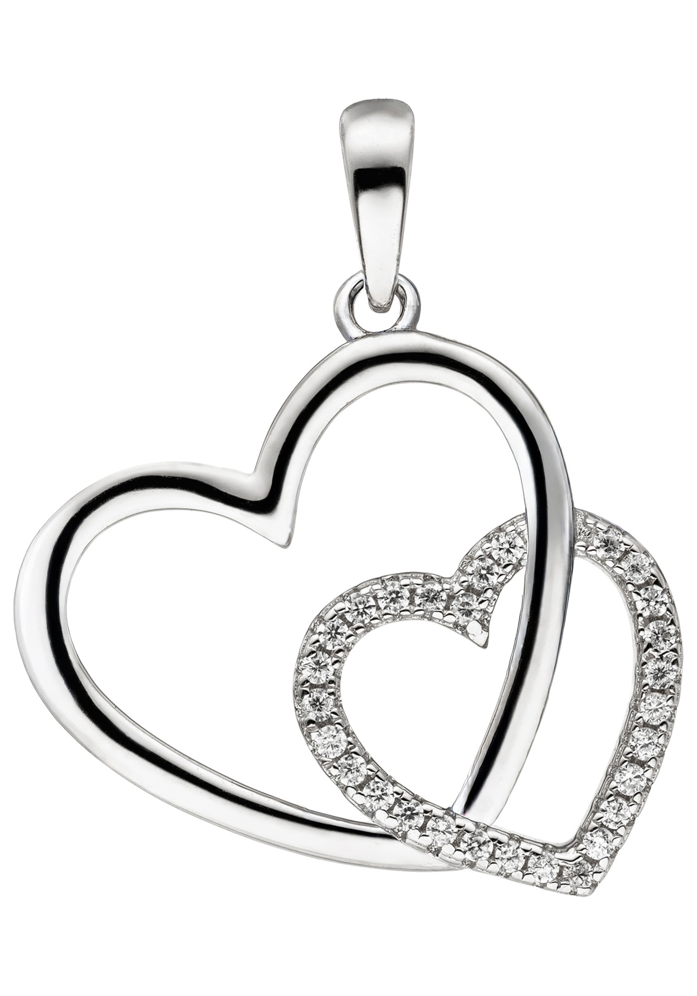 JOBO Herzanhänger »Anhänger Herz Herzen« ()  925 Silber mit 28 Zirkonia