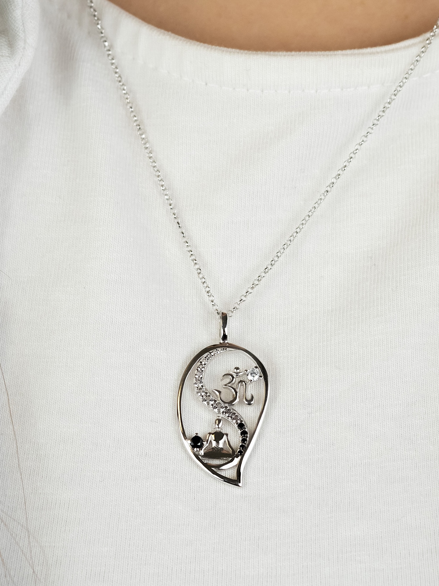 Engelsrufer Kette mit Anhänger »Yin Yang Tropfen Balance Buddha und Om, ERN-YIYADROP-19-ZI«, Made in Germany - mit Zirkonia (synth.)
