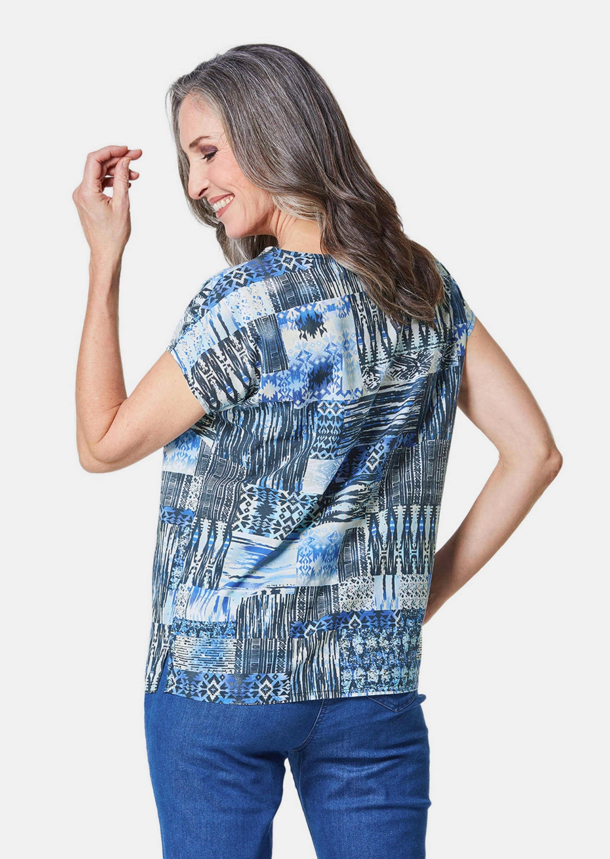 GOLDNER Druckbluse »Bluse Ultraleichte Druckbluse aus reiner Baumwolle«