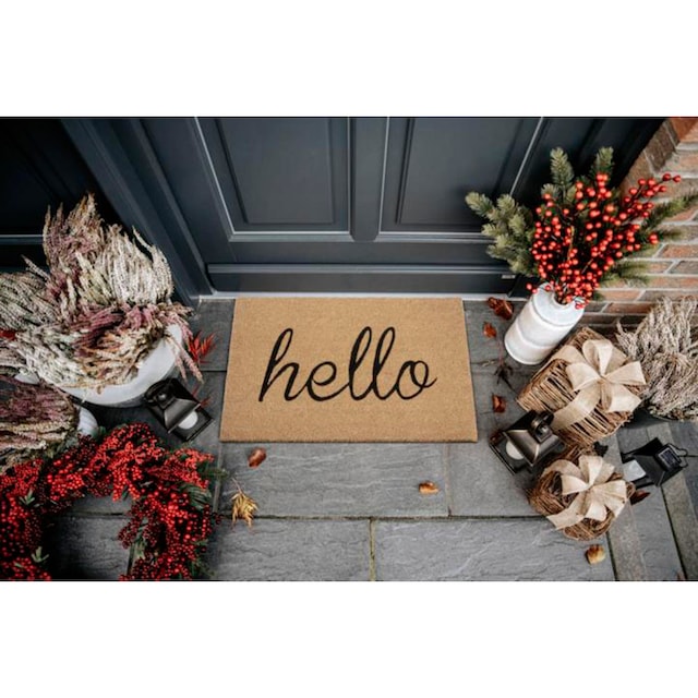 HANSE Home Fußmatte »Kokos Handwritten Hello«, rechteckig, Kokos,  Schmutzfangmatte, Outdoor, Rutschfest, Innen, Kokosmatte, Flur | BAUR