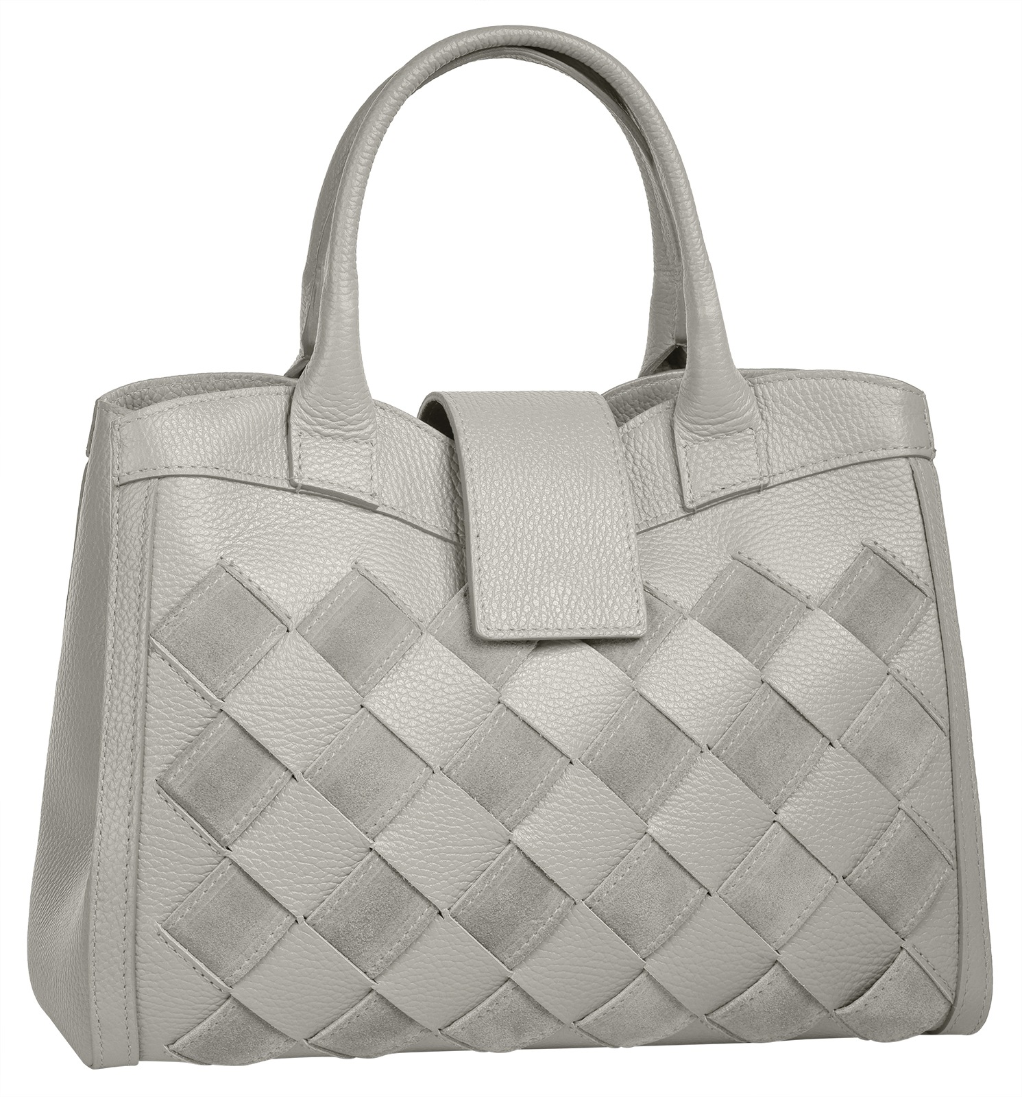 Henkeltasche SAMANTHA LOOK, Damen, Gr. B/H/T: 33cm x 20cm x 8cm onesize, grau, Leder, Taschen Handtasche, echt Leder, Made in Italy 2