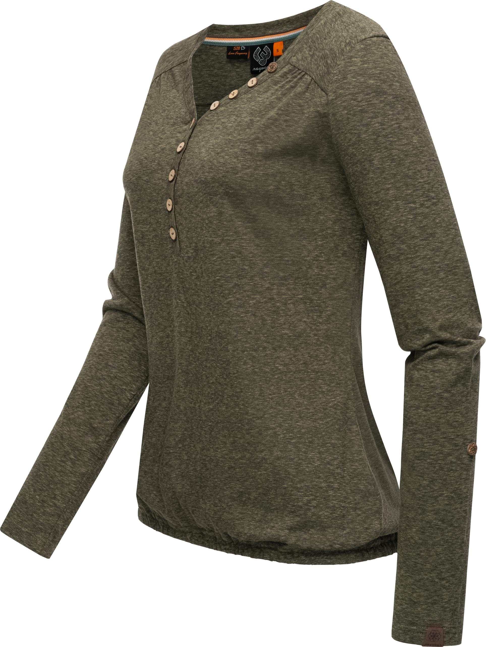 bestellen BAUR Ragwear für Melange«, »Pinchi Stylisches Langarmshirt Damen | Longsleeve mit Knöpfen