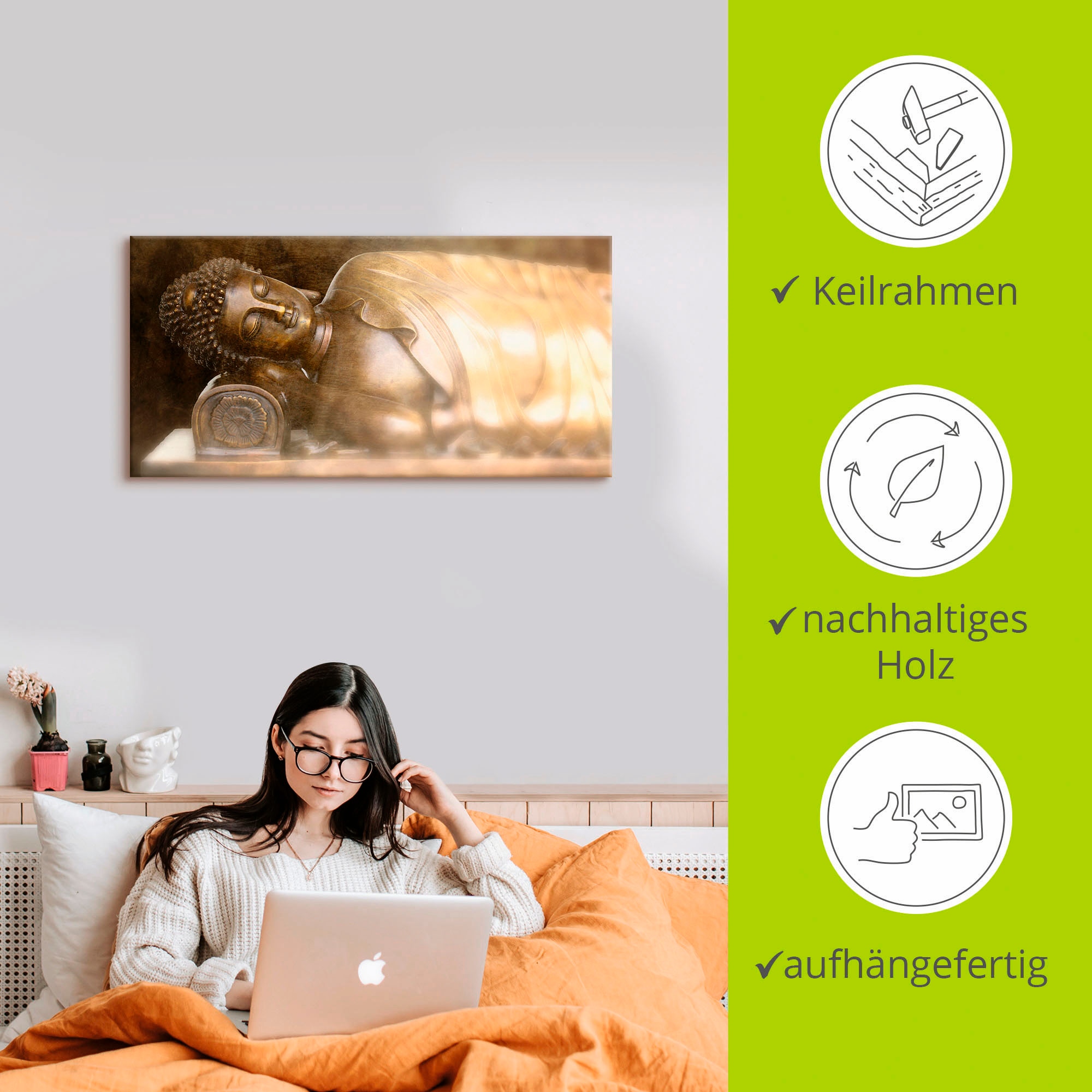Artland Wandbild »Buddha«, Religion, (1 St.), als Leinwandbild, Wandaufkleber in verschied. Größen