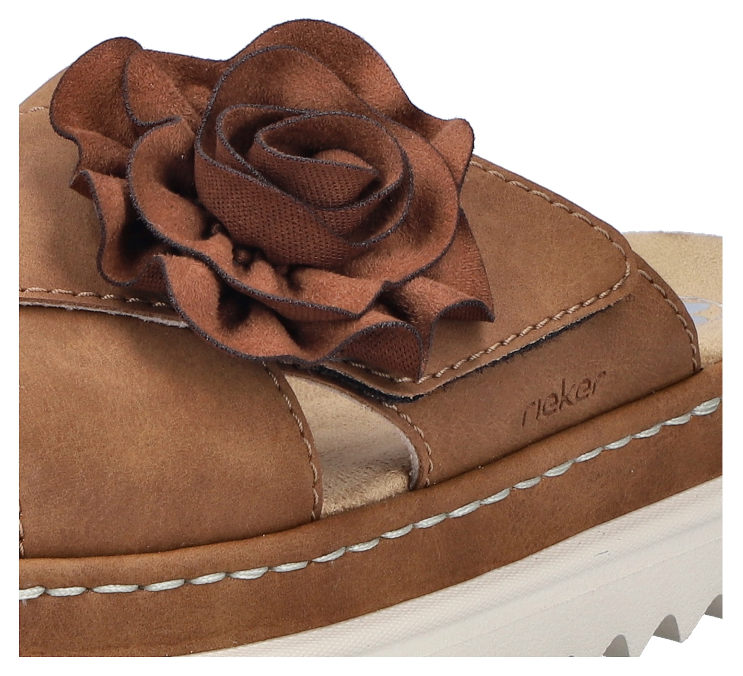 Rieker Pantolette, Sommerschuh, Strandschuh, Urlaubschuh mit praktischem Klettverschluss