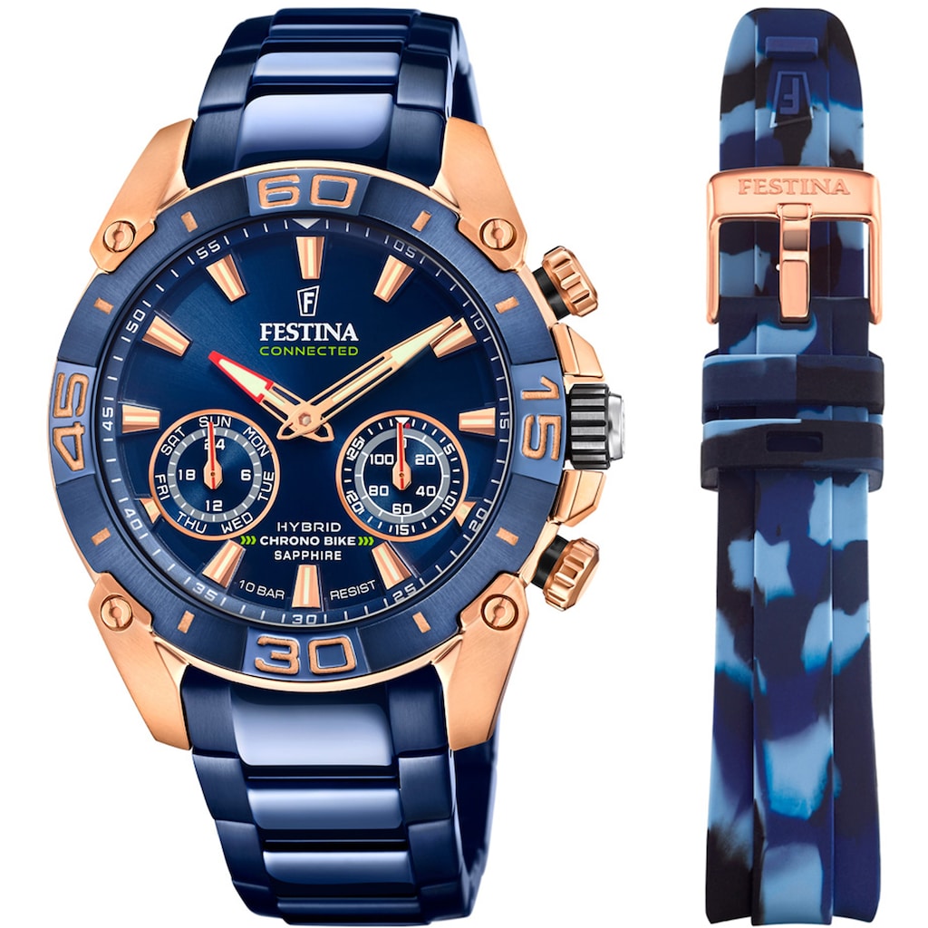 Festina Chronograph »Chrono Bike 2021 - Special Edition Connected, F20549/1«, (Set, 2 tlg., mit Wechselband)