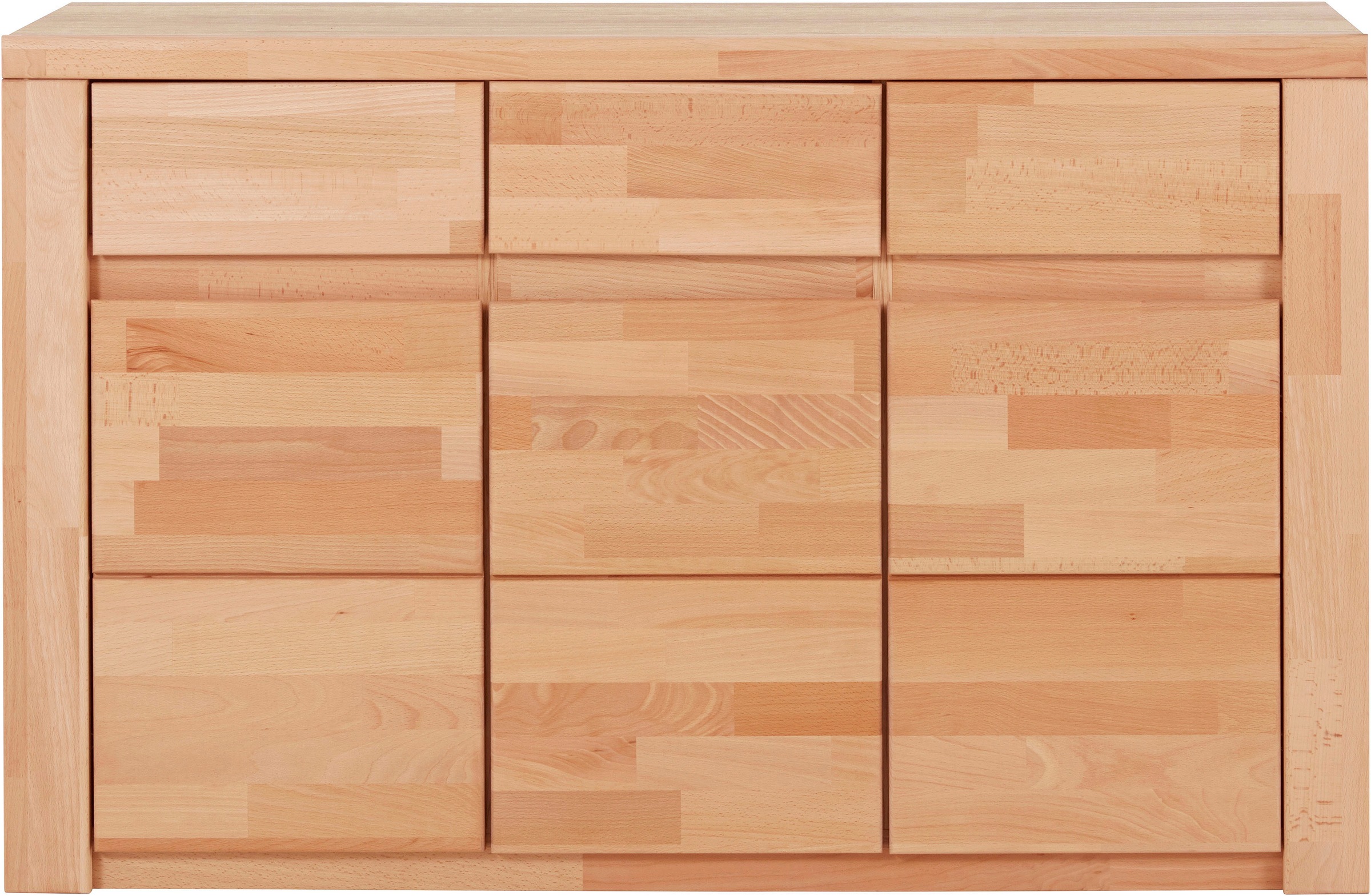 Home affaire Sideboard "Burano,127cm breit, Fronten Massivholz,3 Türen,3 Sc günstig online kaufen