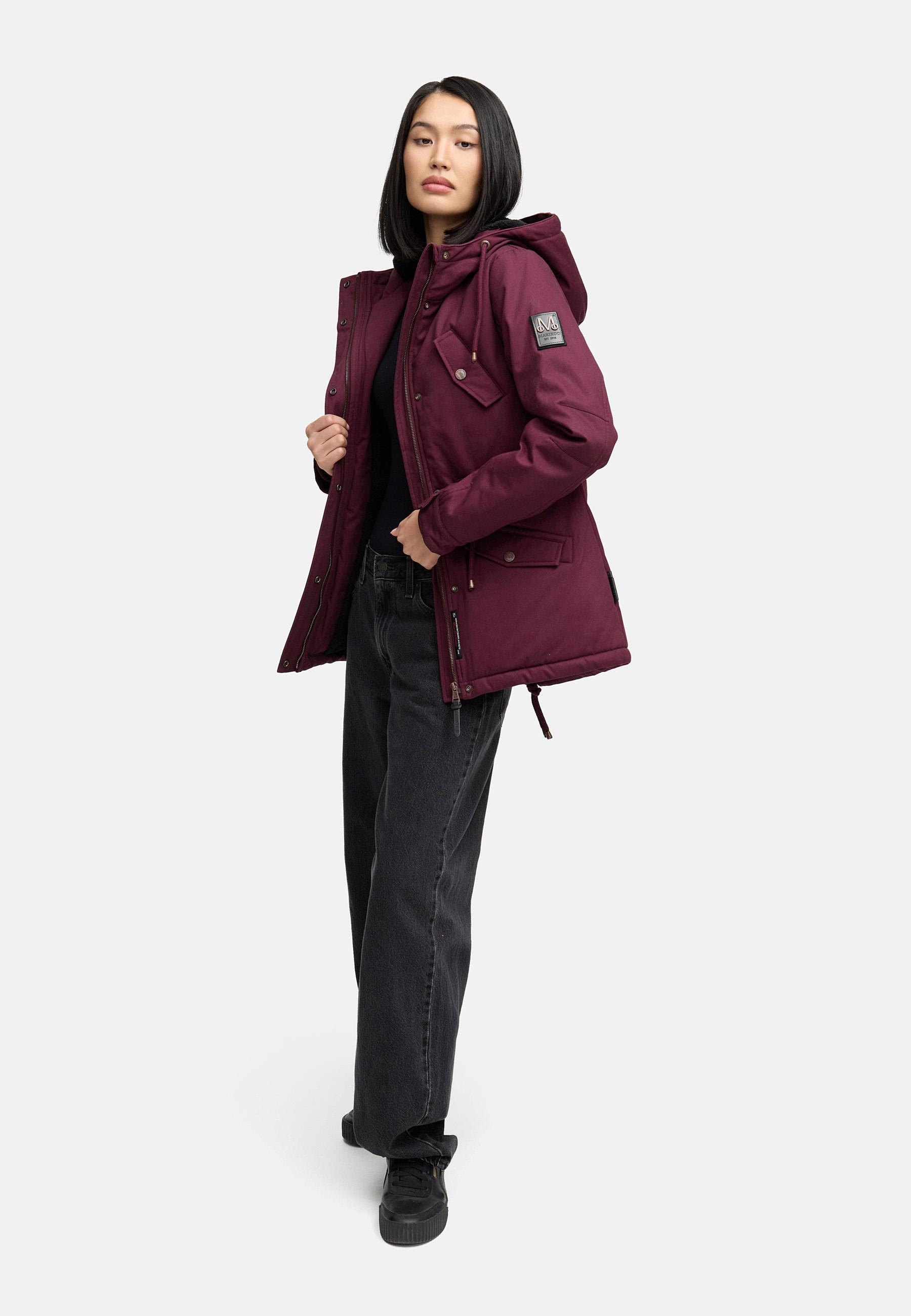 Marikoo Winterjacke »Manolya«, mit Kapuze, stylischer Kurzmantel mit weichem Teddyfell-Futter