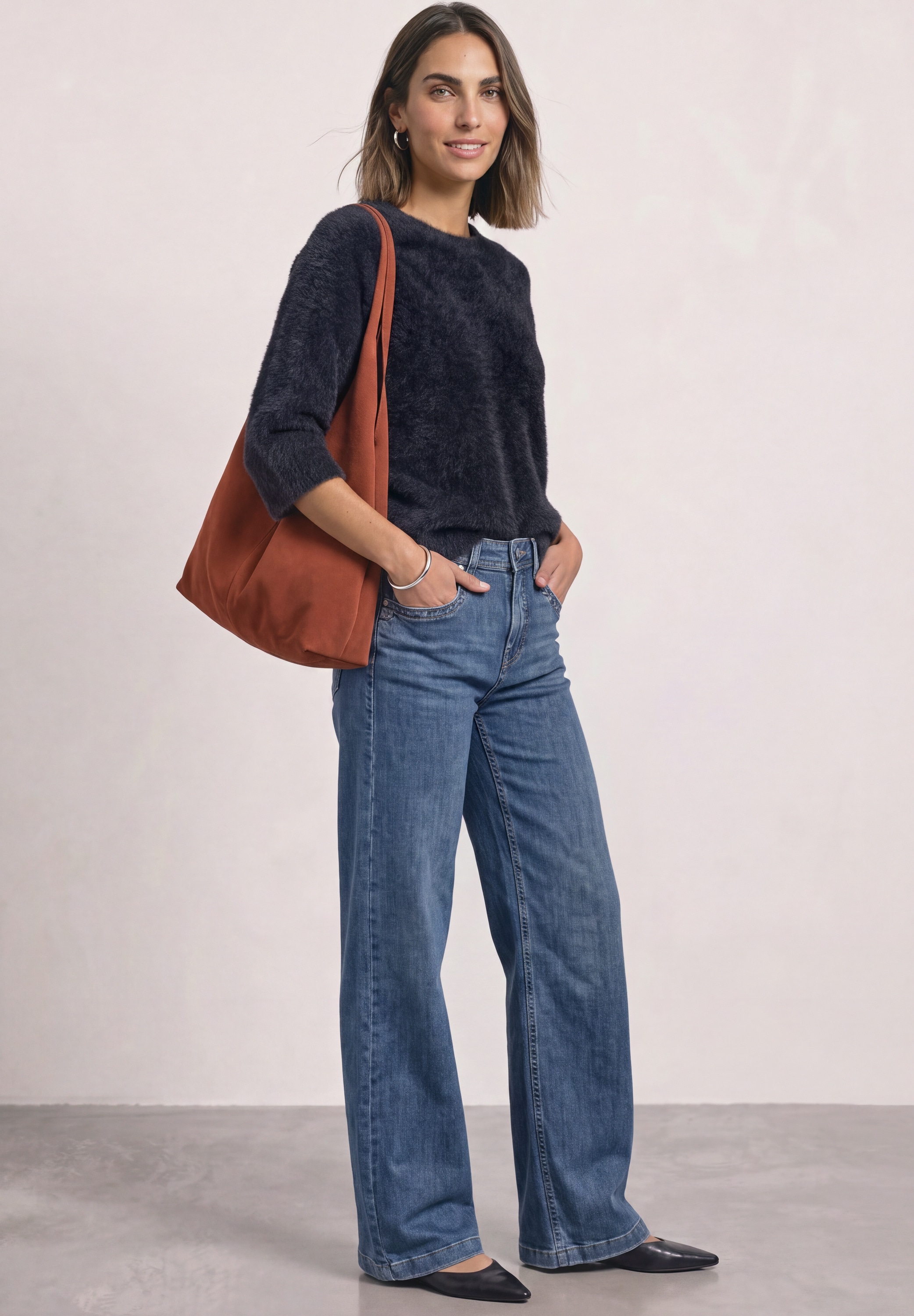 STREET ONE Kurzarmpullover mit Federgarn