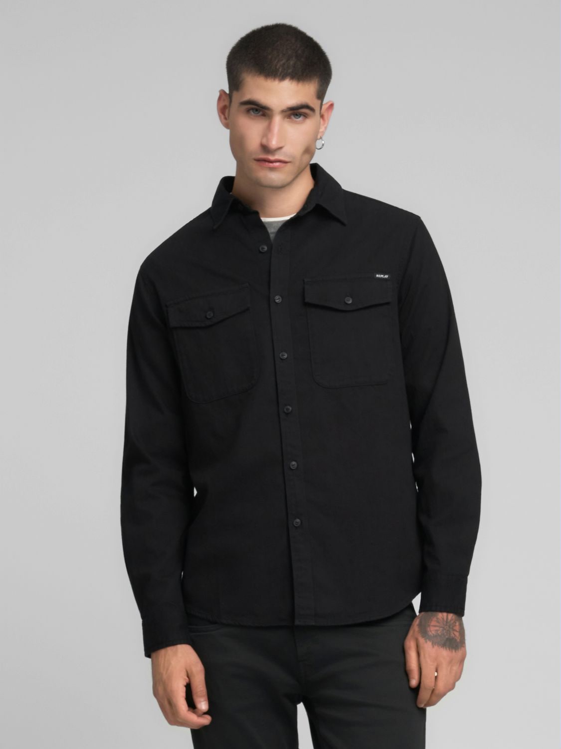 Replay Chemise à Manches Longues M4124.000.862b02 Black L Homme