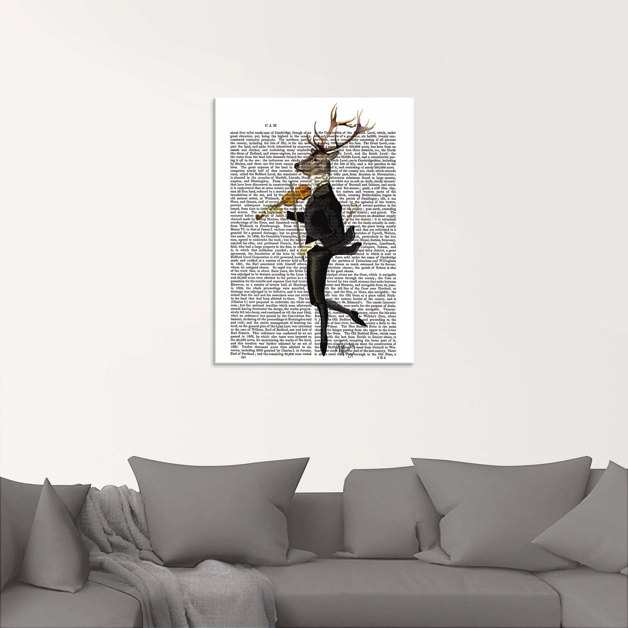 Artland Glasbild "Tanzender Hirsch mit Violine", Humor, (1 St.), in verschi günstig online kaufen