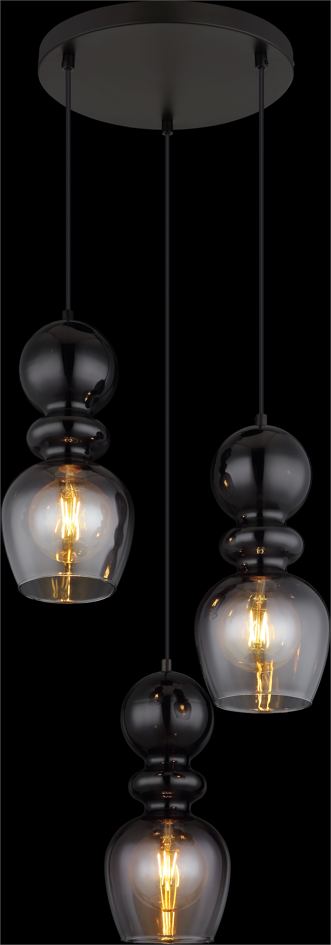 GLOBO LIGHTING Hängeleuchte »CLARITY«, Leuchtmittel E27 | ohne Leuchtmittel, Hängelampe / Schlafzimmer / Wohnbereich / schwarz / Glas