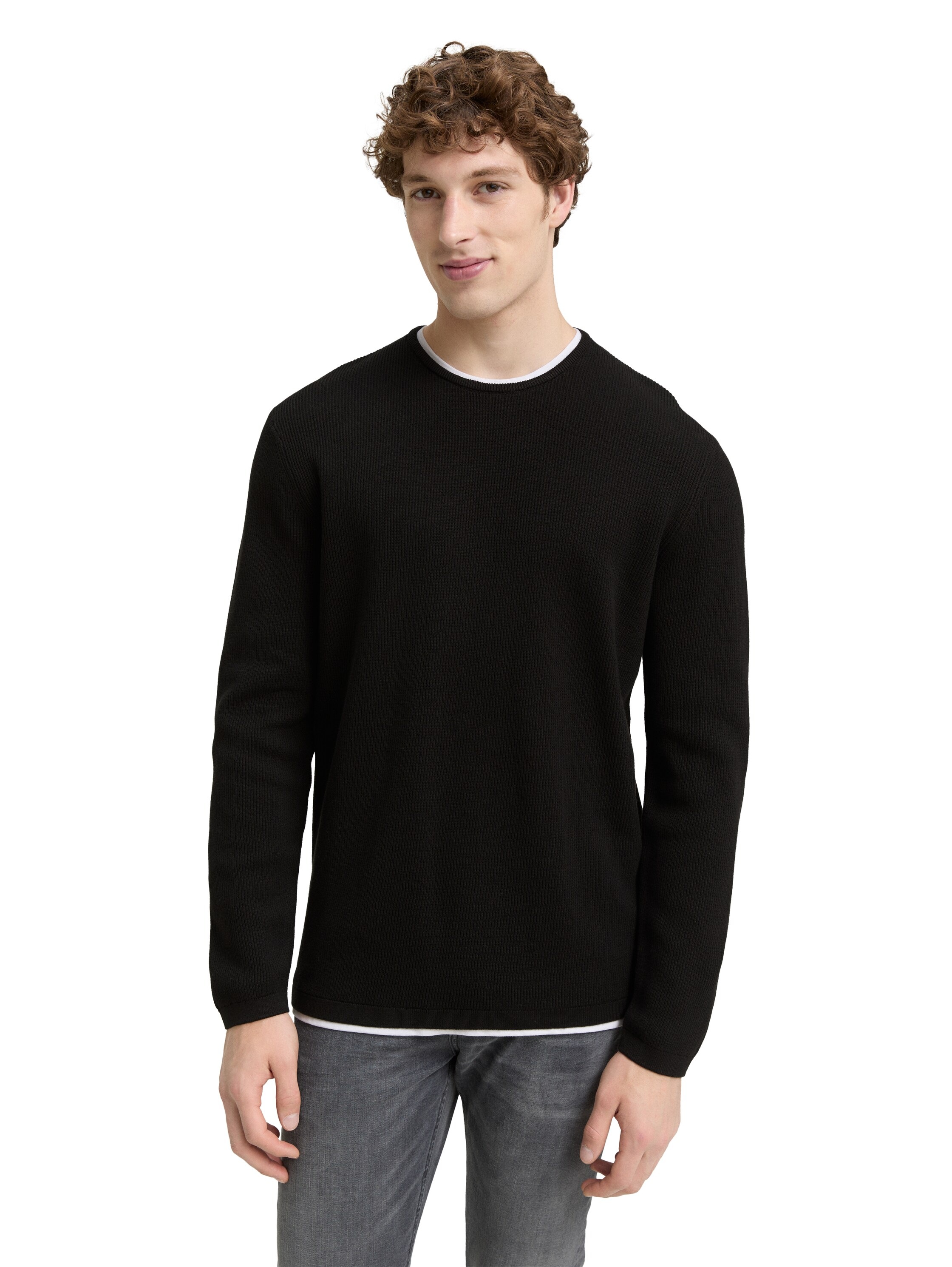 TOM TAILOR Denim Strickpullover, mit 2-in-1 Ausschnitt günstig online kaufen