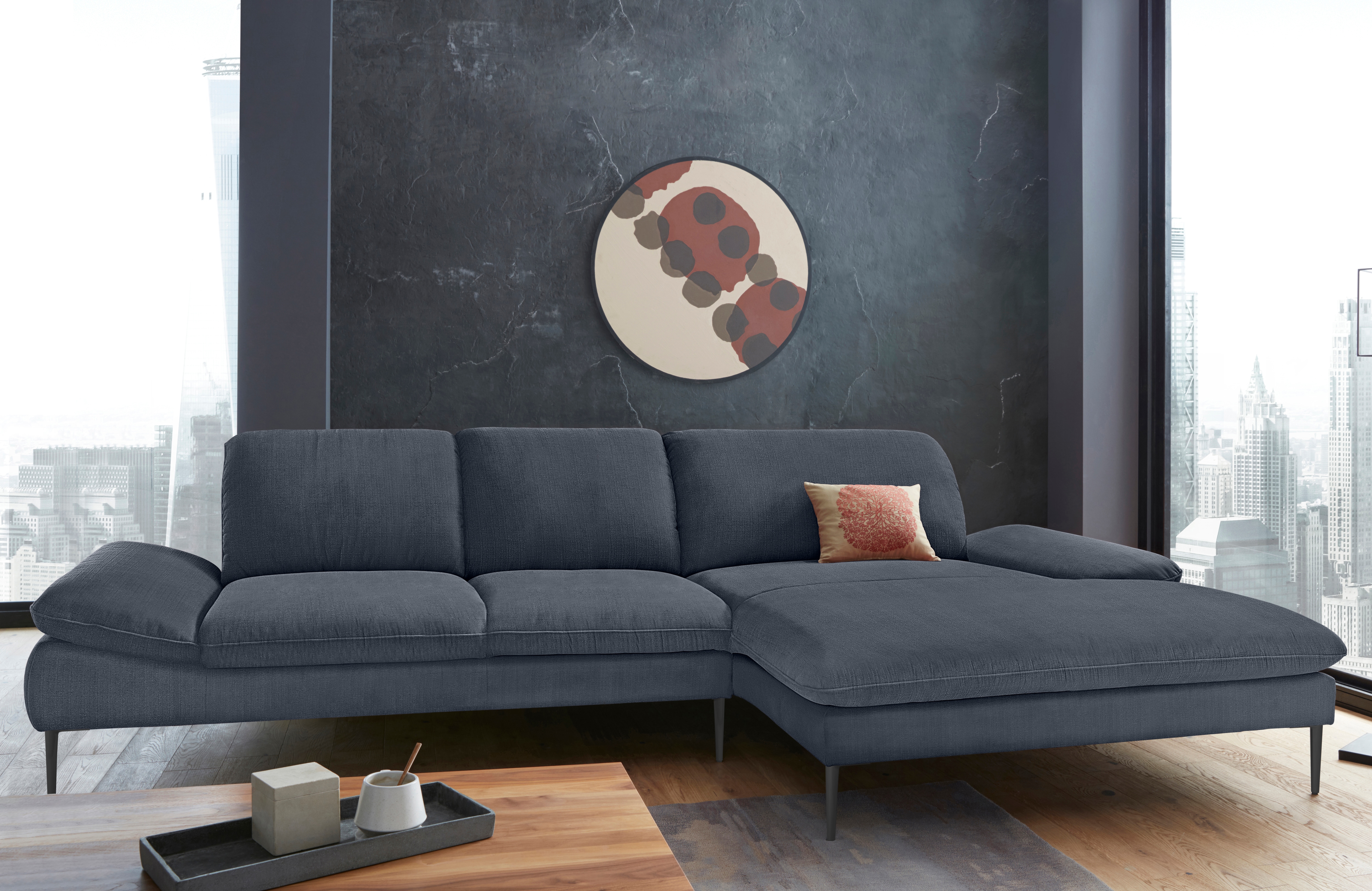 W.SCHILLIG Ecksofa "enjoy&MORE, Designsofa, bequem, zeitlos und elegant, L-Form" Sitztiefenverstellung, Füße schwarz pulverbeschichtet, Breite 340 cm
