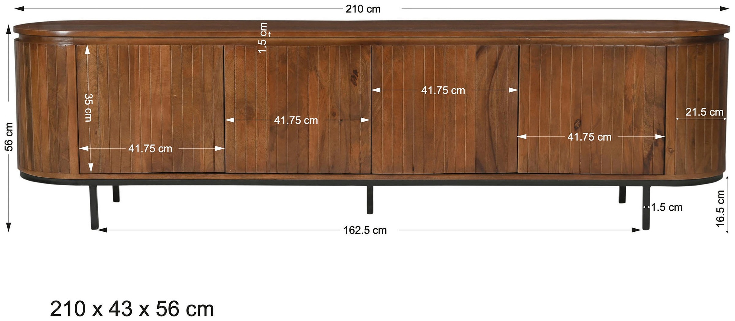 SIT Lowboard »MANGO NATURAL«, (1 St.), mit Lamellenfront