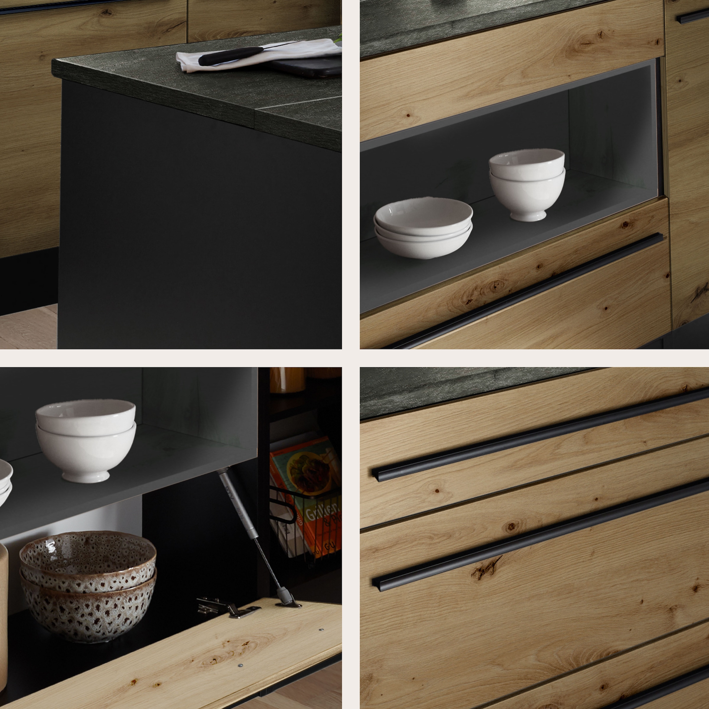 BASIC by Balculina Kücheninsel »Jazz Kücheninsel« Breite 145 cm, Türen und Schubkästen