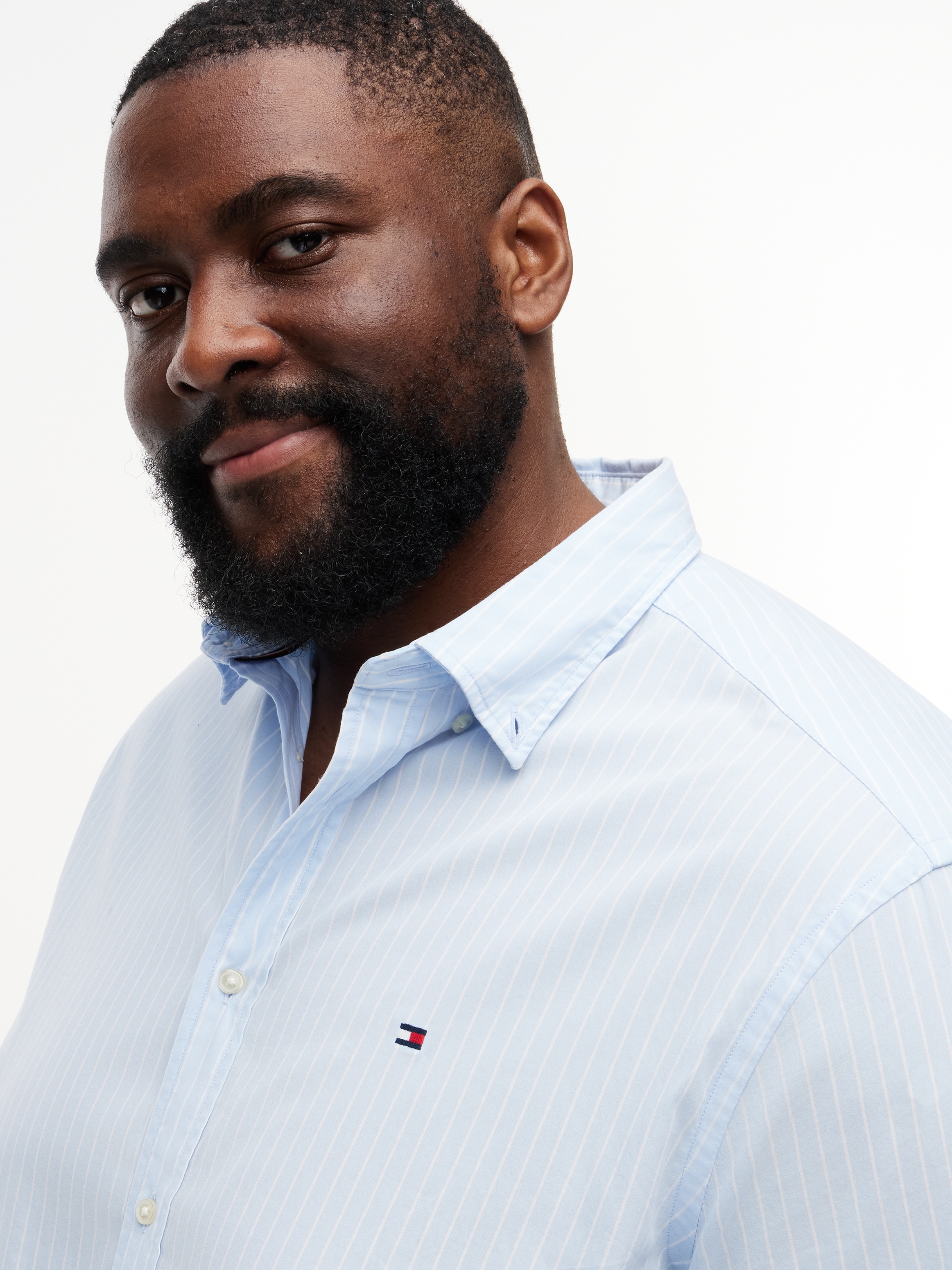 Thumbnail - Tommy Hilfiger Big & Tall Kurzarmhemd "FLEX POPLIN" Große Größen, regular fit, fein gestreift