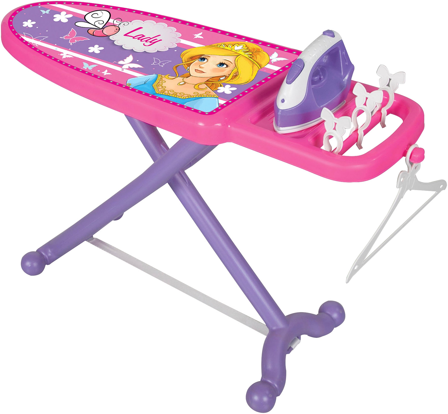Jamara Kinder-Bügelbrett »Bügelset Little Laundry Princess, pink«, (6 tlg.)