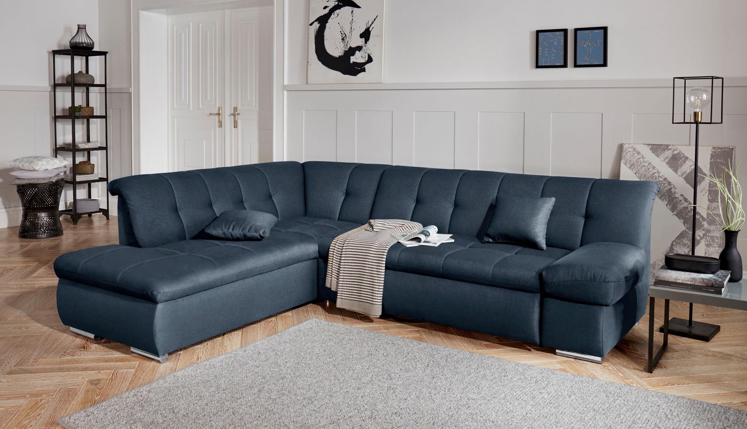 DOMO collection Ecksofa "MONA 271x213 cm, modern und komfortabel" whlw. mit Bett- und Armlehnfunktion, L-Form