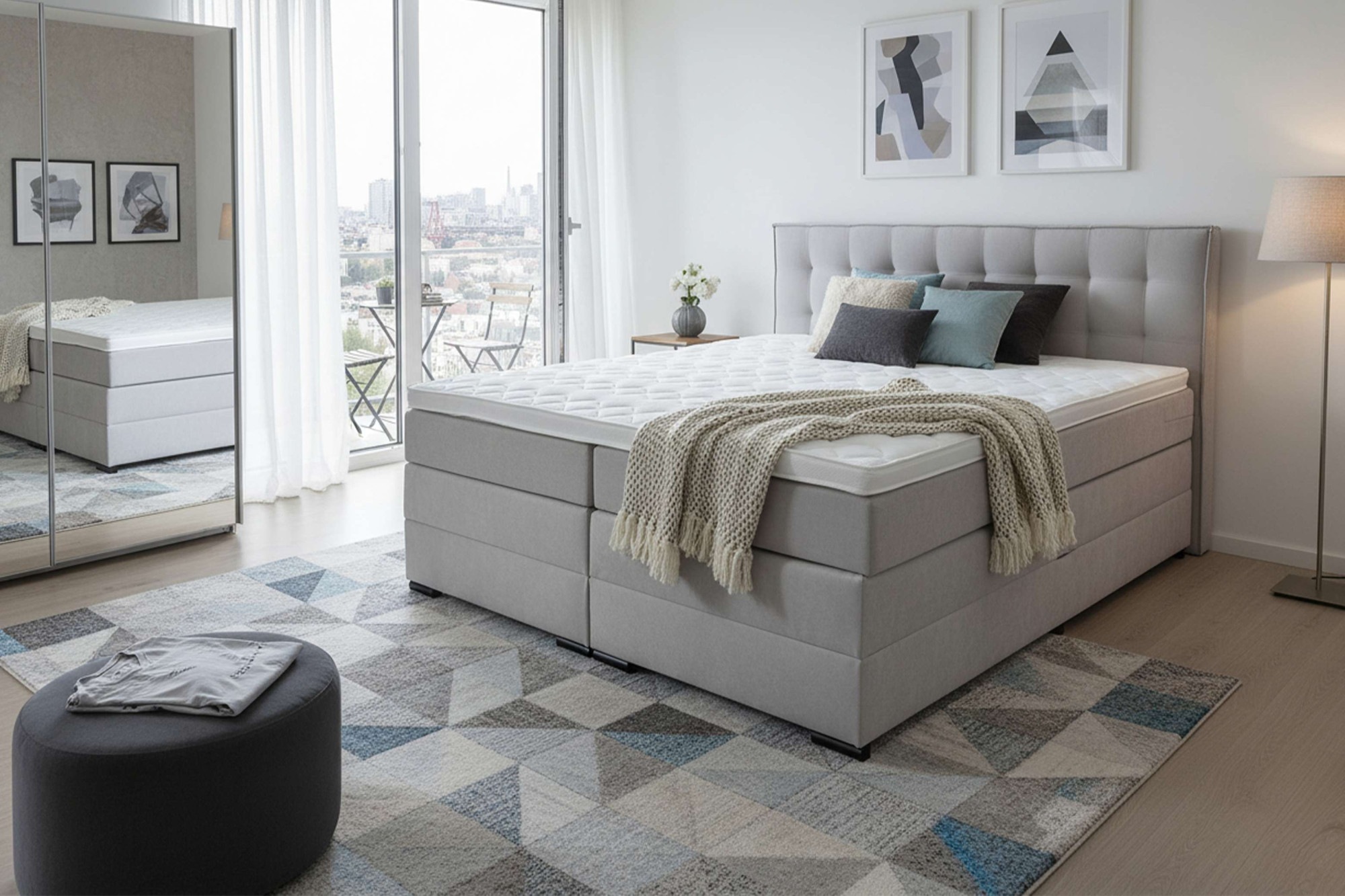 Home Affaire Köln Boxspring Bed Light Gray 160cm