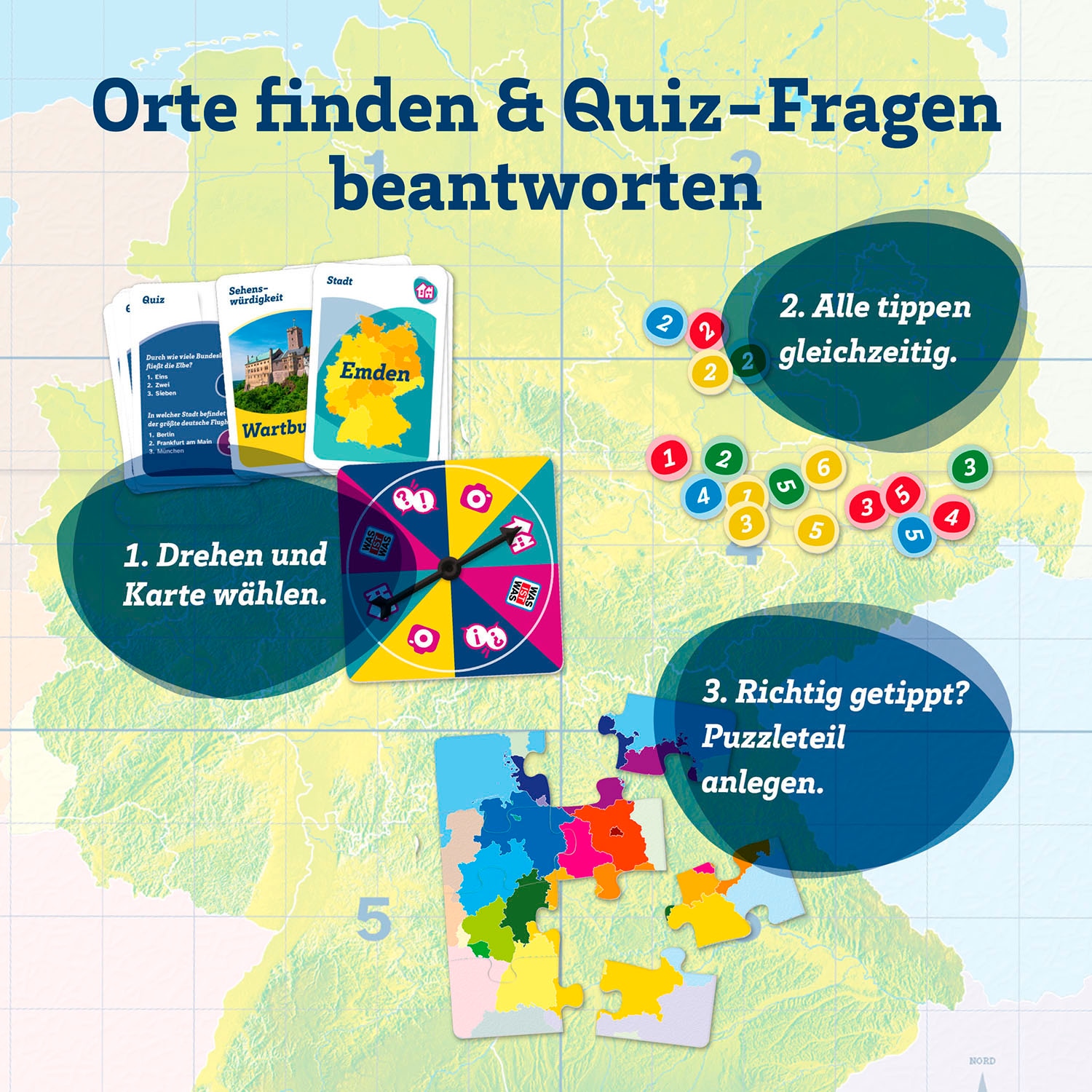 Kosmos Spiel »WAS IST WAS Entdecke Deutschland« Made in Germany